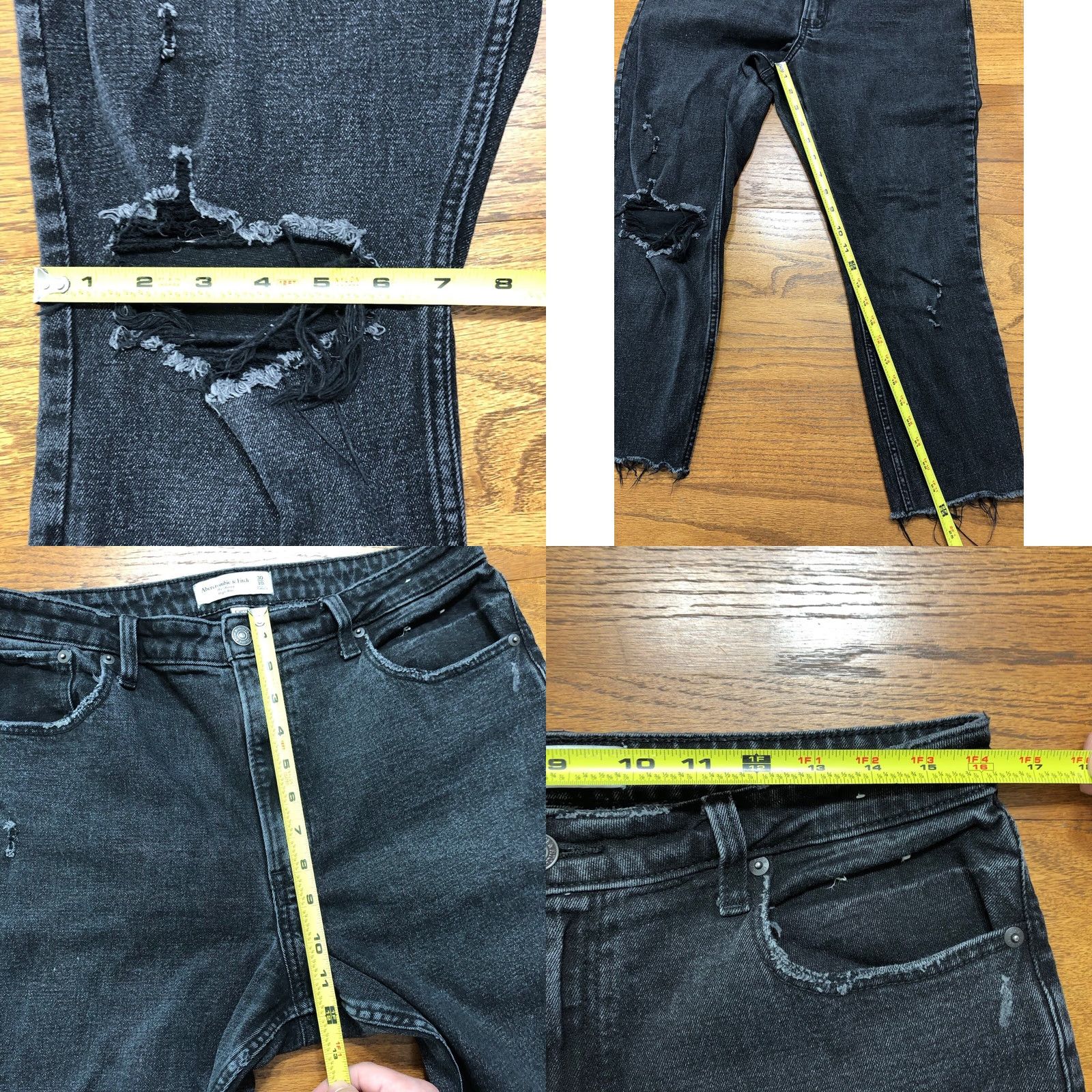 Abercrombie & Fitch Abercrombie & Fitch The Skinny High Rise Curve Love Jeans Size 10 Black Denim 24in Inseam 90s Bohemian Distressed Slim Regular Womens Size 32" / US 10 / IT 46 - 8 Thumbnail