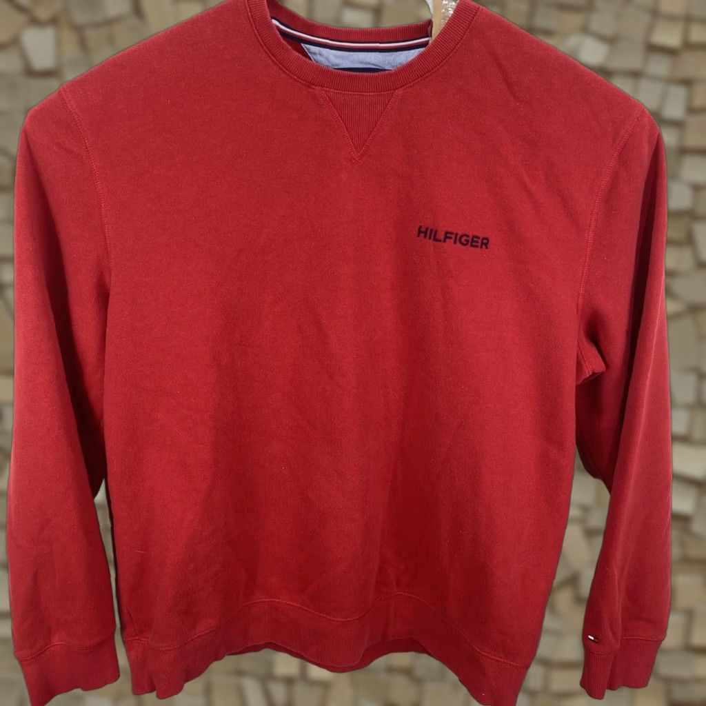 Tommy Hilfiger VINTAGE Tommy Hilfiger Sweatshirt Pullover Crewneck 2XL Red Spellout Mens Regular XXL Knit Cotton Blend Polyester Logo 90s Winter Fall Spring Size US XXL / EU 58 / 5 - 1 Thumbnail