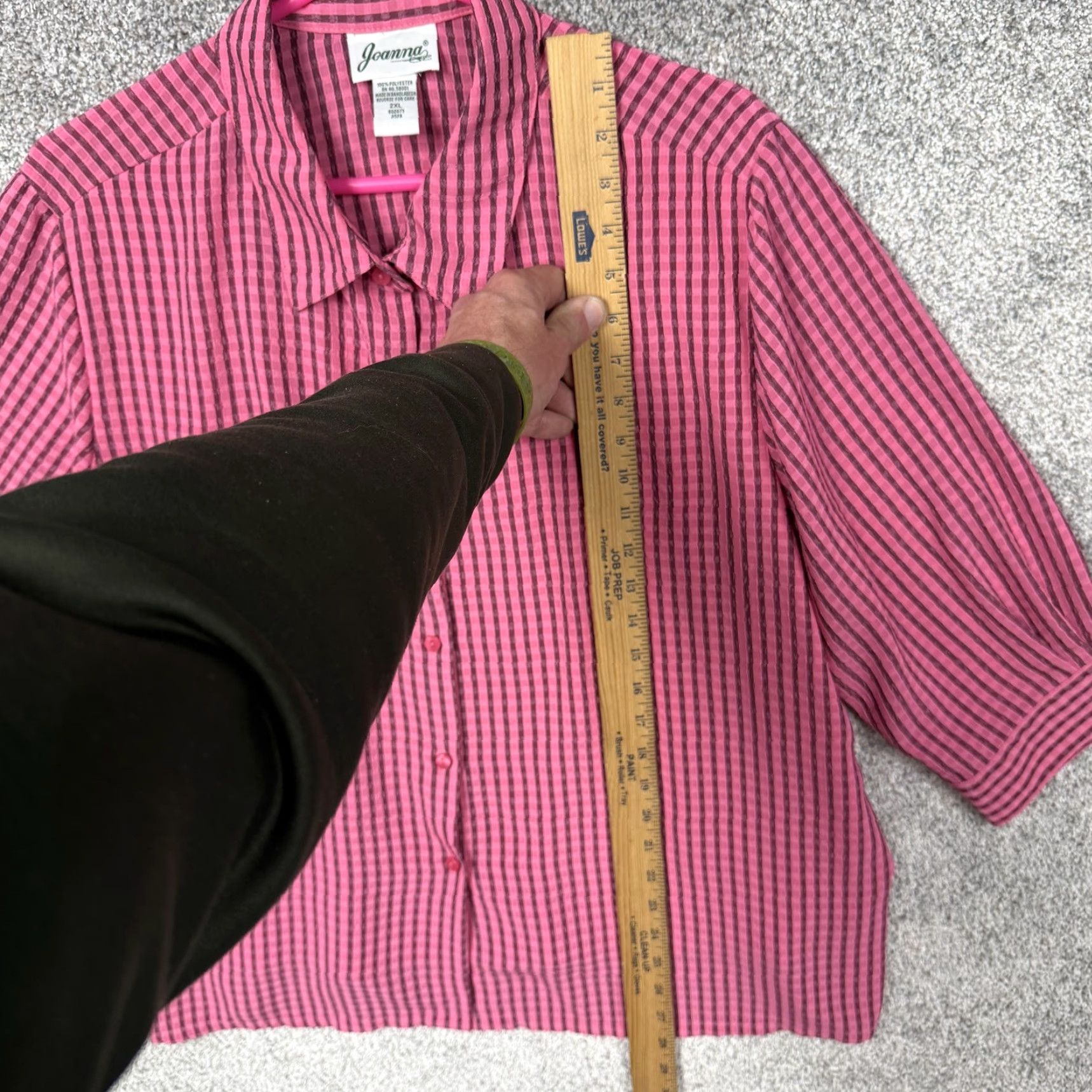 Vintage Vintage Joanna Pink Black Striped Button-Up Blouse 2XL Women 3/4 Sleeve Office Chic Grandmacore Size XXL / US 16-18 / IT 52-54 - 3 Thumbnail
