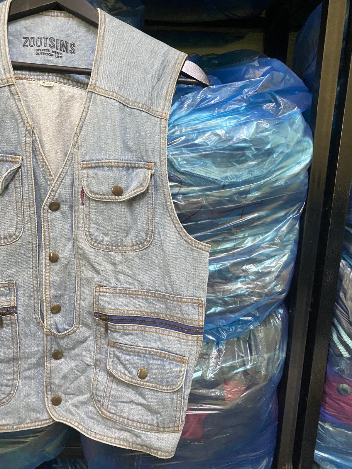 Vintage Vintage Zootsims Outdoor Sport Denim Utility Vest Light Blue Size US M / EU 48-50 / 2 - 6 Thumbnail