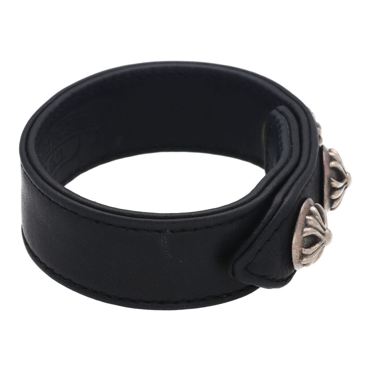 CHROME HEARTS 3 Button 2 Snap Leather Bracelet
