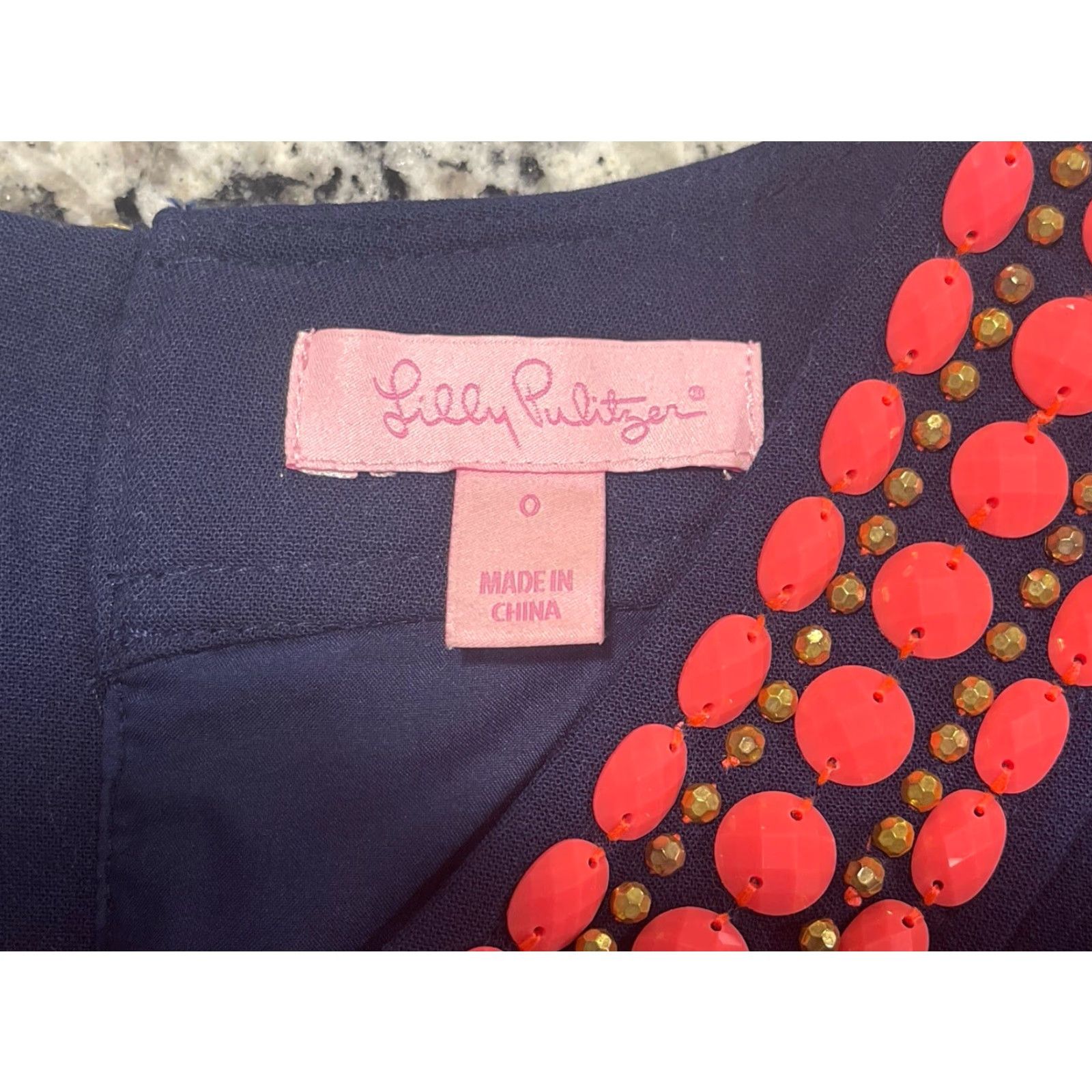 Lilly Pulitzer Lilly Pulitzer Navy Bennett Beaded Shift Dress 0 Womens Midi Beaded Multicolor 3/4 Sleeve Viscose Polyester Spandex Size XS / US 0-2 / IT 36-38 - 5 Thumbnail