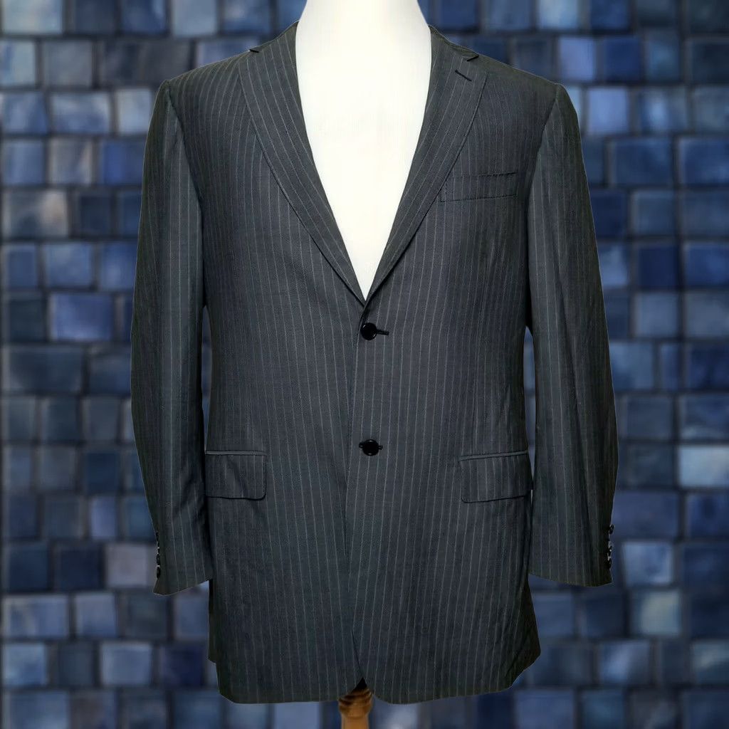 Canali Canali Mens Suit Jacket Gray Pinstripe Wool 54L / 44L Blazer Sport Coat Two Button Size 54R - 1 Thumbnail