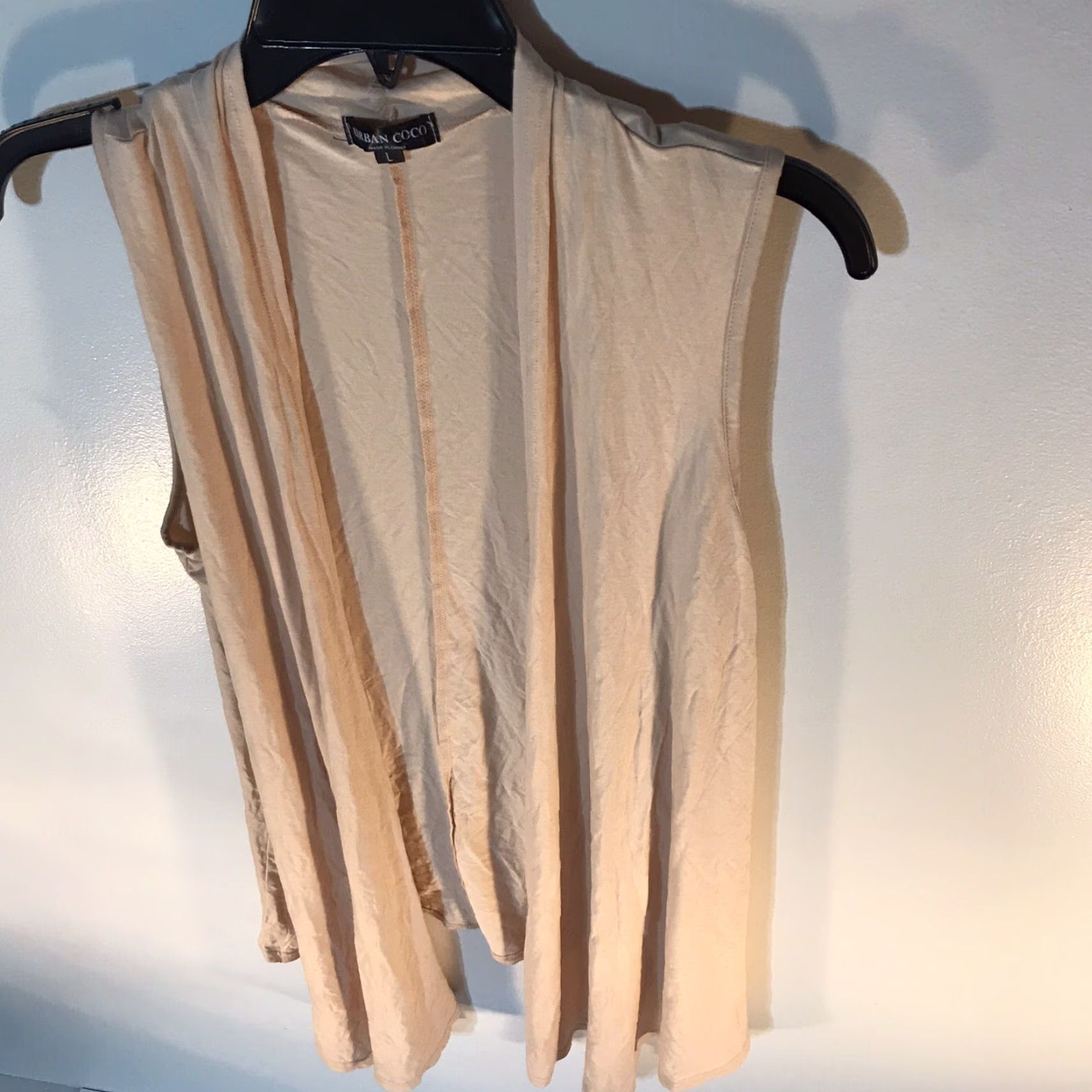 Vintage Urban Coco Women's Cardigan Sleeveless Open Front Asymmetrical Knit Spandex Viscose Beige Size L Casual Summer Spring Size L / US 10 / IT 46 - 4 Thumbnail