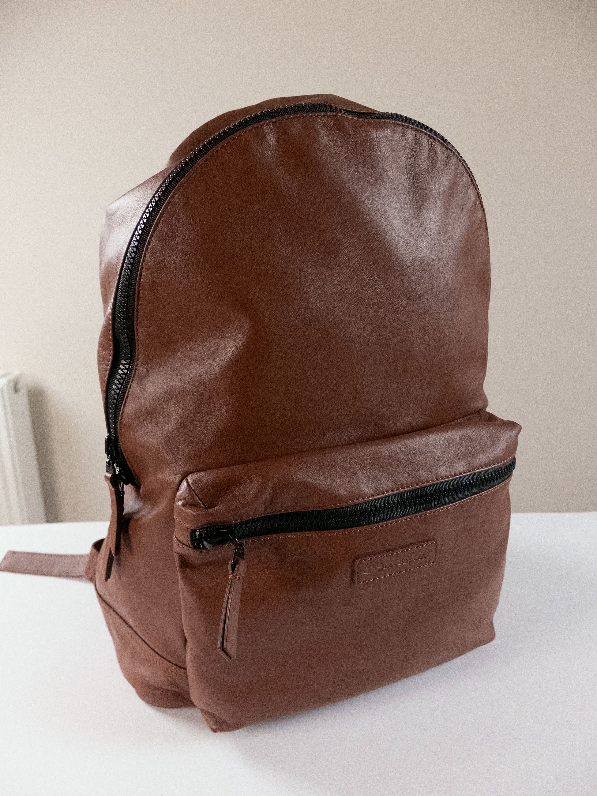 Santoni SANTONI brown lightweight soft leather backpack authentic Size ONE SIZE - 1 Thumbnail