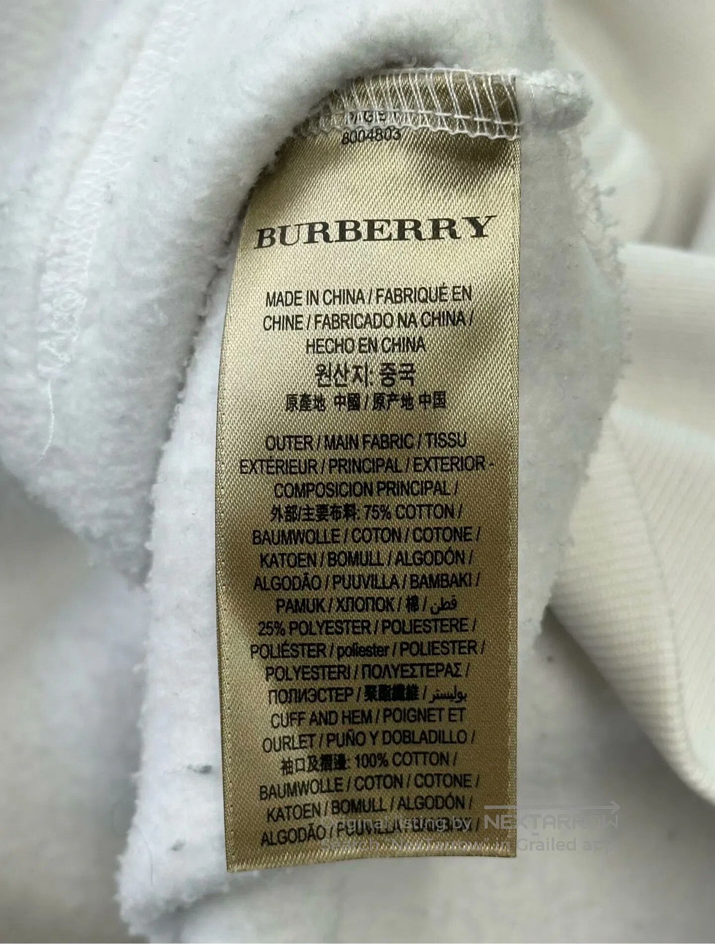 Burberry Burberry White Embroidered Letter Logo Hooded Sweatshirt| Size US M / EU 48-50 / 2 - 4 Thumbnail