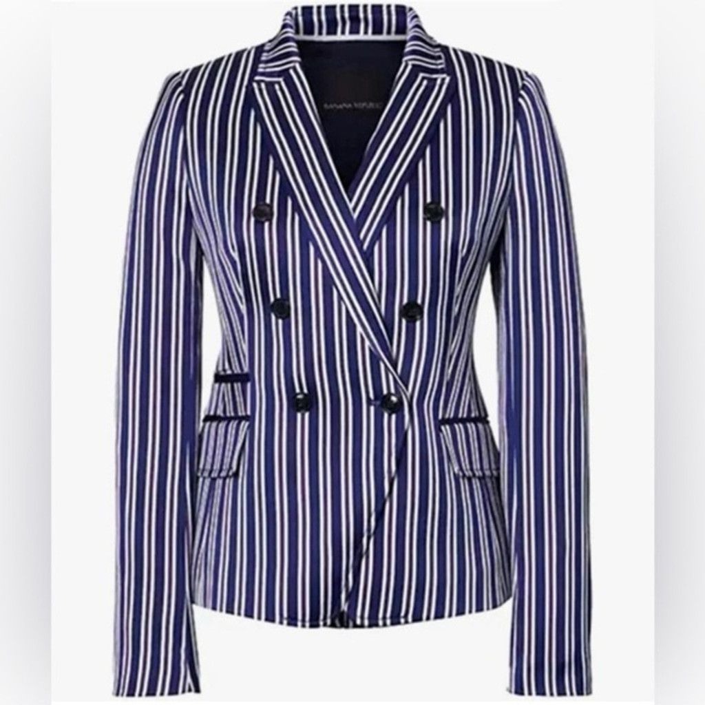 Banana Republic Banana Republic Striped Double Breasted Dickie Blazer US 10 Size L / US 10 / IT 46 - 1 Thumbnail