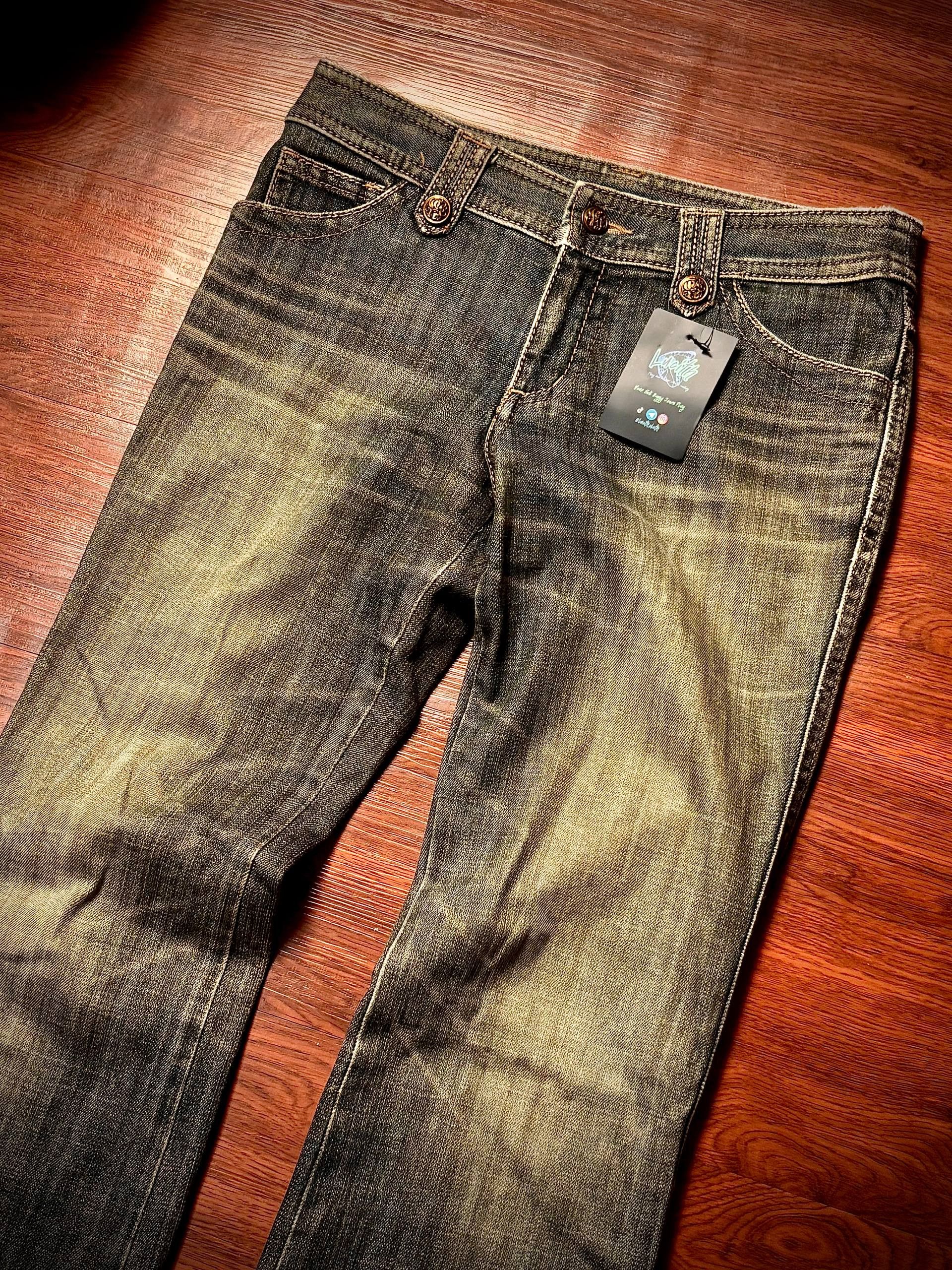 If Six Was Nine Vintage 00s Nine Faded Wash Flap Pocket Flare Denim Pants Size 30" / US 8 / IT 44 - 3 Thumbnail