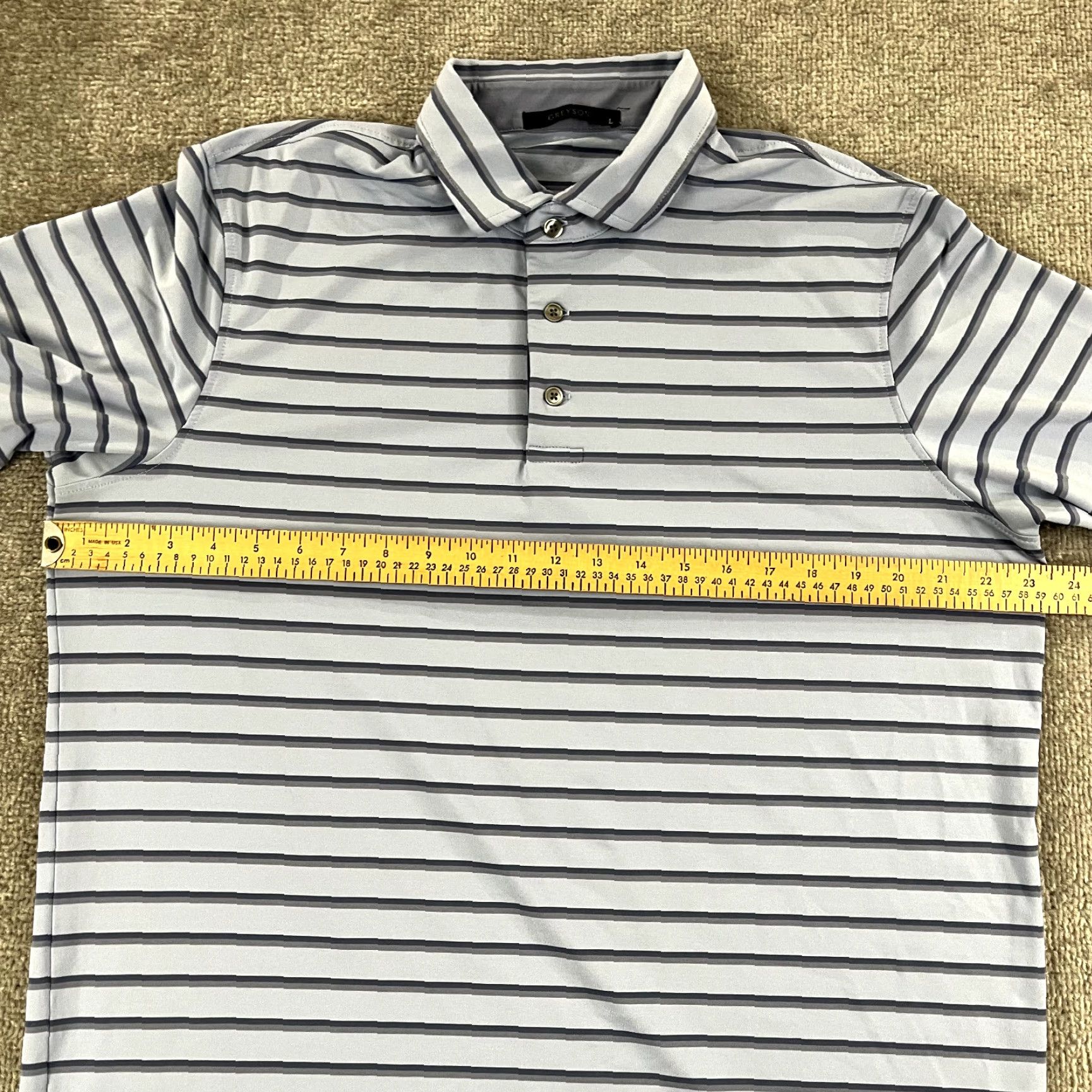 Vintage GREYSON Polo Shirt Mens L Blue Striped Golf Performance Stretch Sport Casual Shirt Size US L / EU 52-54 / 3 - 6 Thumbnail