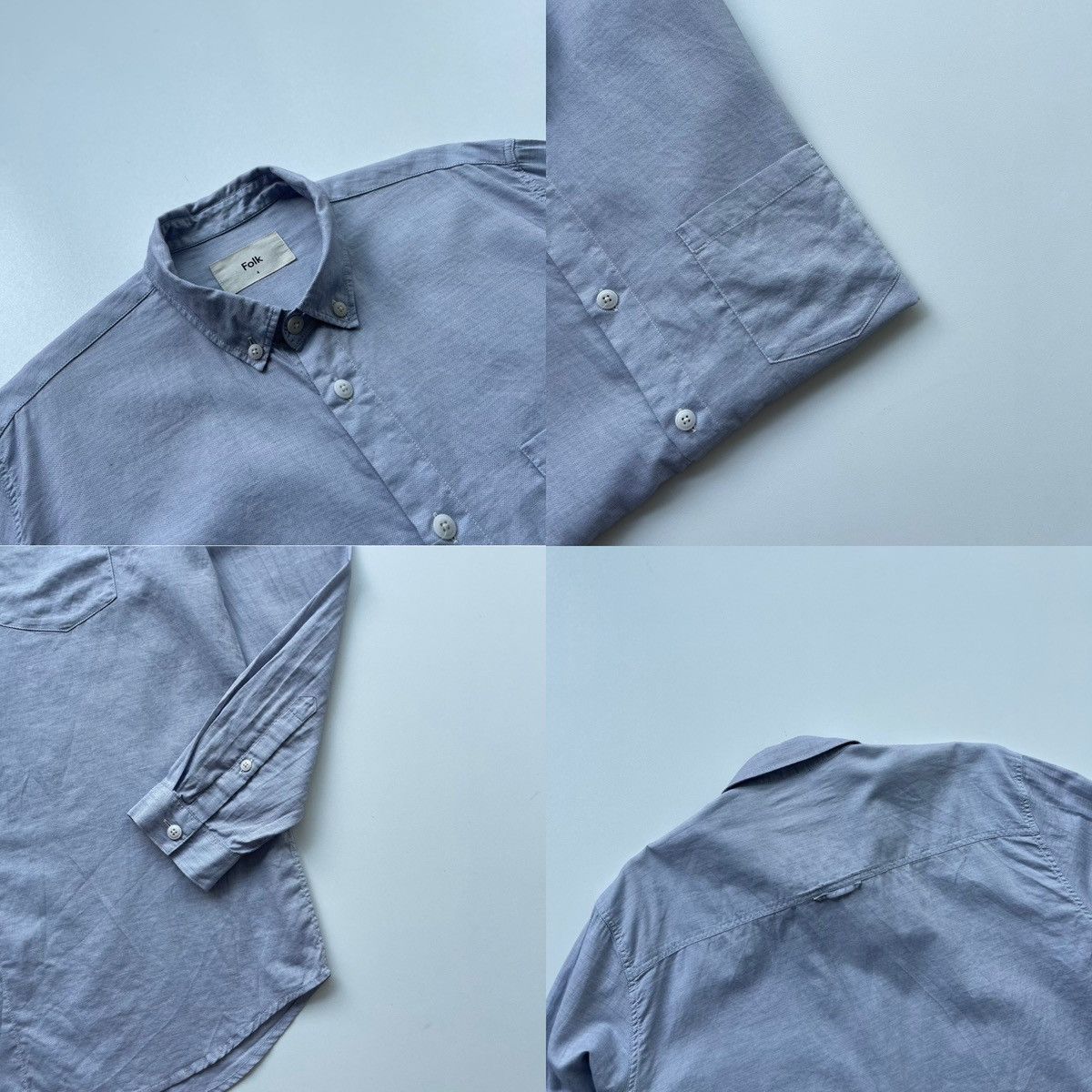 Folk Folk Pocket Relaxed Fit Lightweight Button Ups Shirt Blue Size US L / EU 52-54 / 3 - 5 Thumbnail