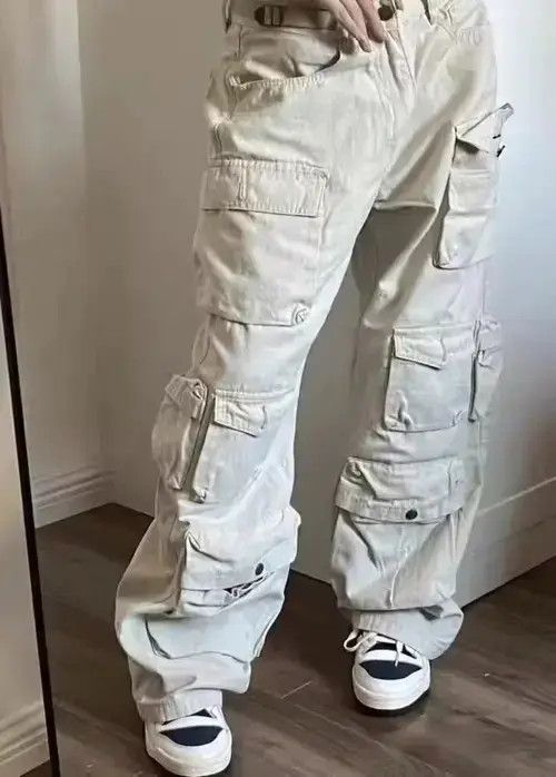 Other Street Popular Harajuku Style White Multi Pocket Workwear Size US 33 - 1 Thumbnail