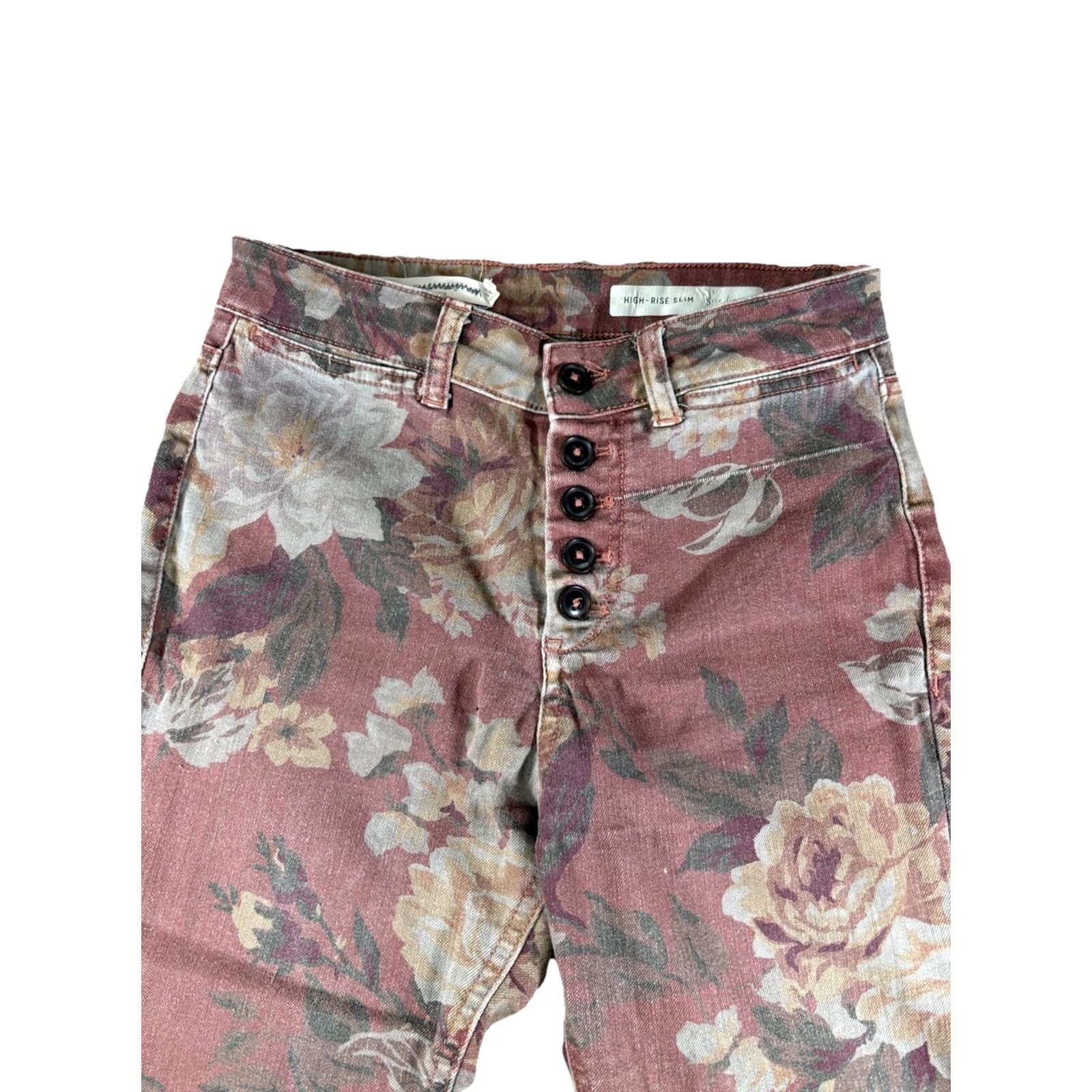 Anthropologie Anthropologie Pilcro And The Letterpress Slim Pants Size 25 High Rise Floral Size 42" / US 20 - 2 Thumbnail