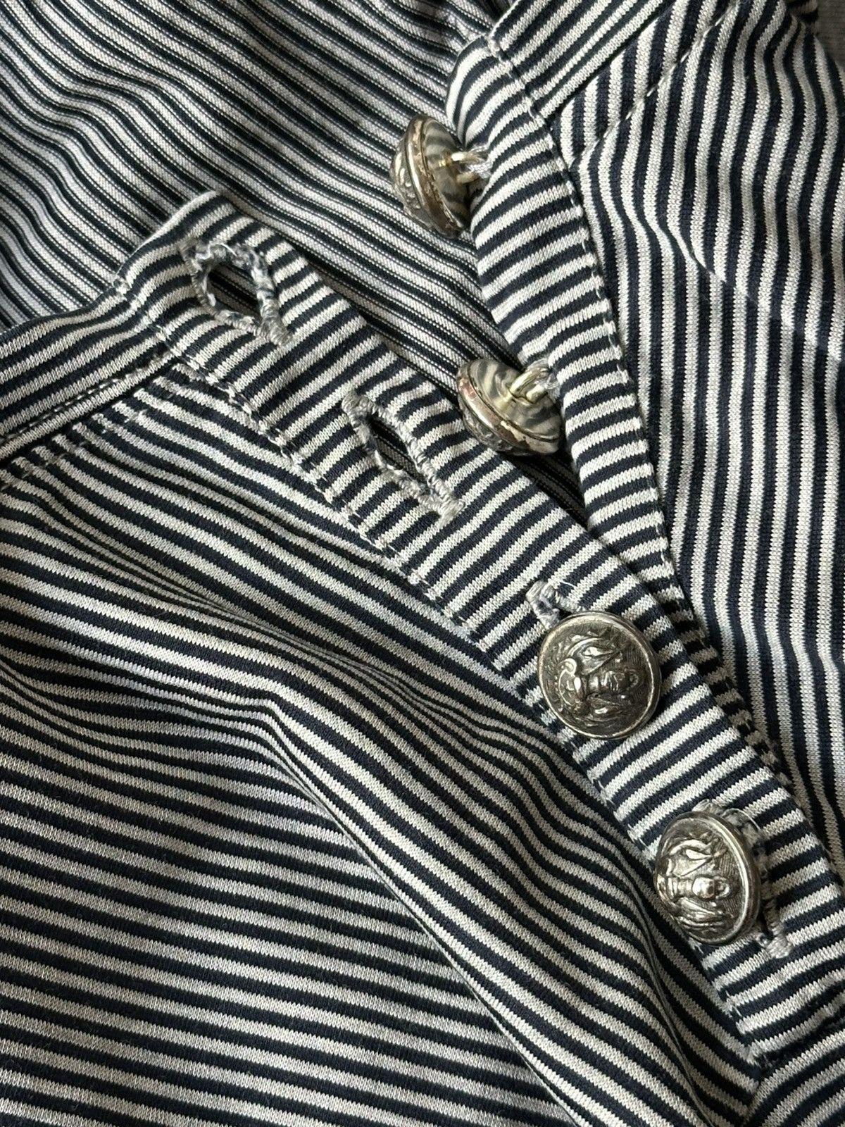 Balmain BALMAIN SS 2015 Striped Distressed Button TShirt Decarnin Size US M / EU 48-50 / 2 - 8 Thumbnail
