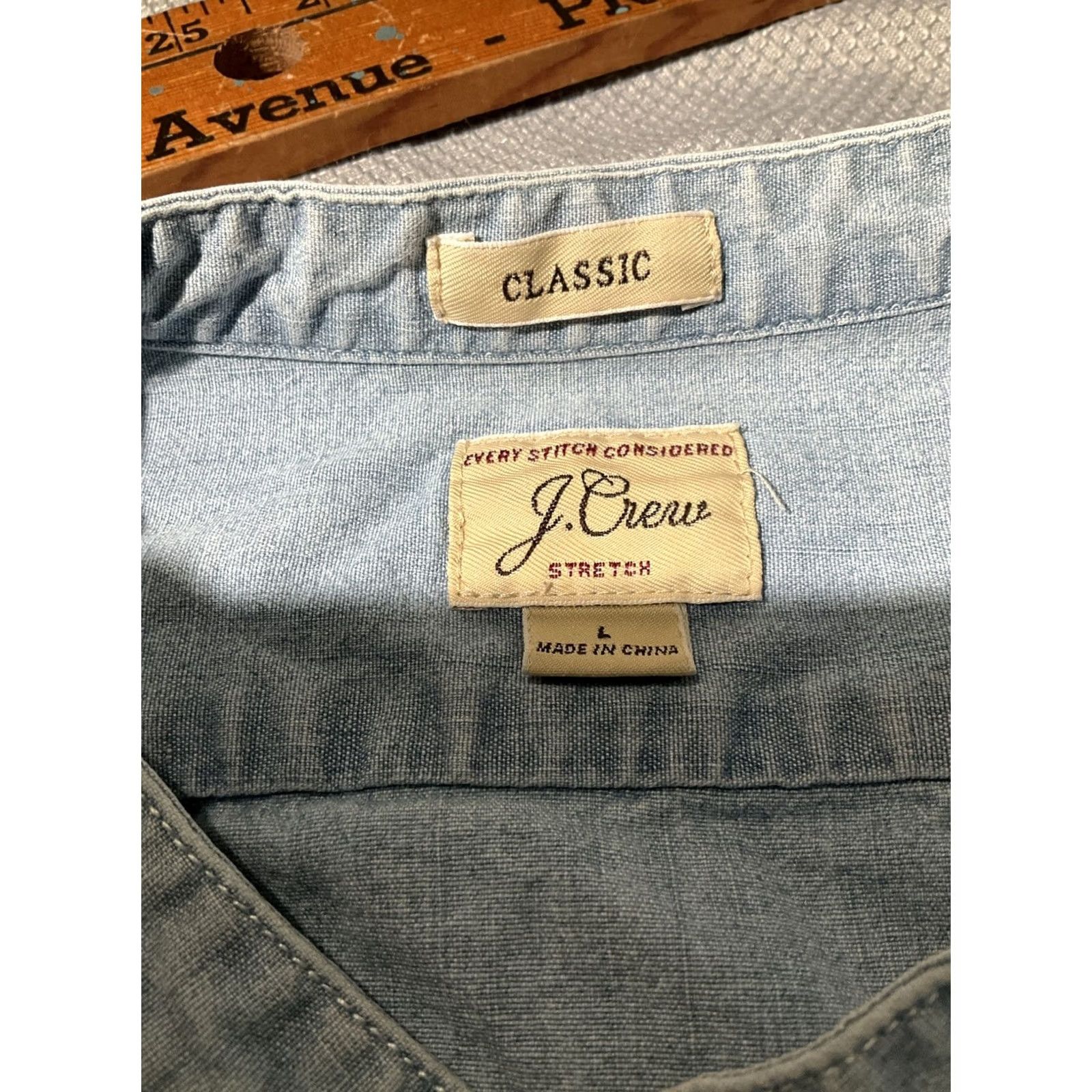 J.Crew J.Crew Mens Large Blue Chambray Button Down Sailor Collar Preppy Pocket Size US L / EU 52-54 / 3 - 6 Thumbnail