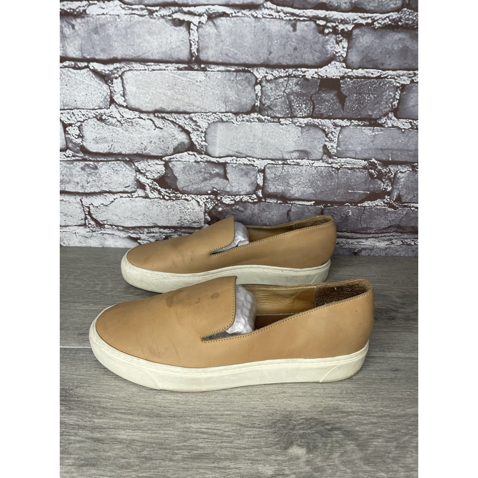 Nisolo Nisolo Vibram Tan Brown Leather Slip On Sneakers Shoes Women Size US 10 / IT 40 - 18 Thumbnail