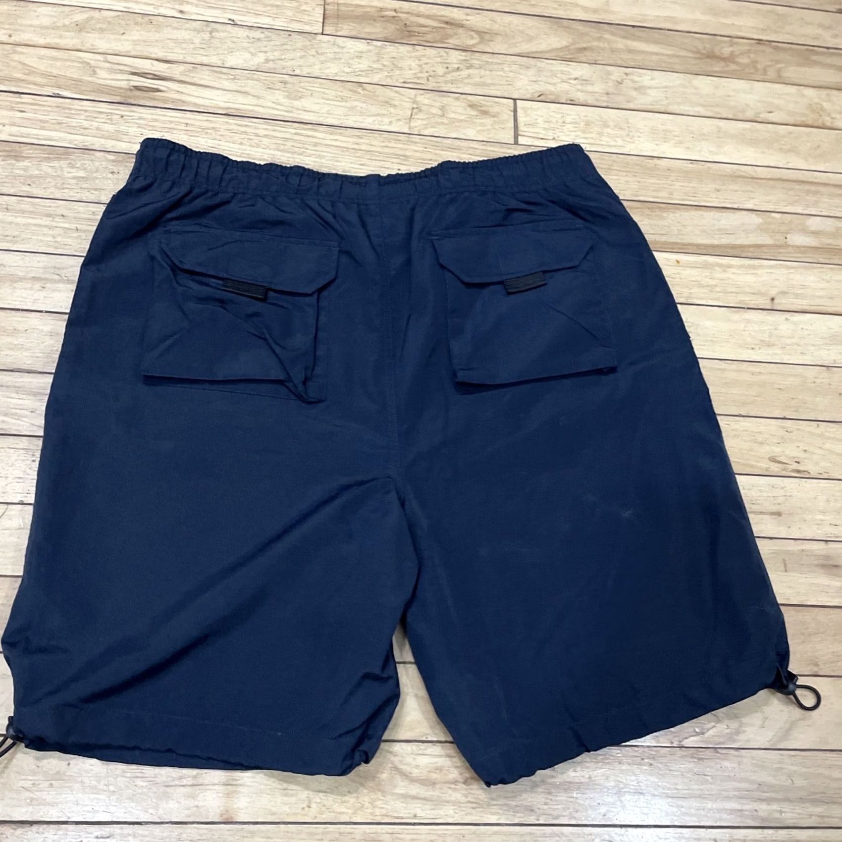 Vintage VINTAGE NAVY FIRST UNION Nylon Cargo Shorts Navy Blue Elastic Waist & Elastic Cinch Knee UAE Size US 33 - 2 Thumbnail