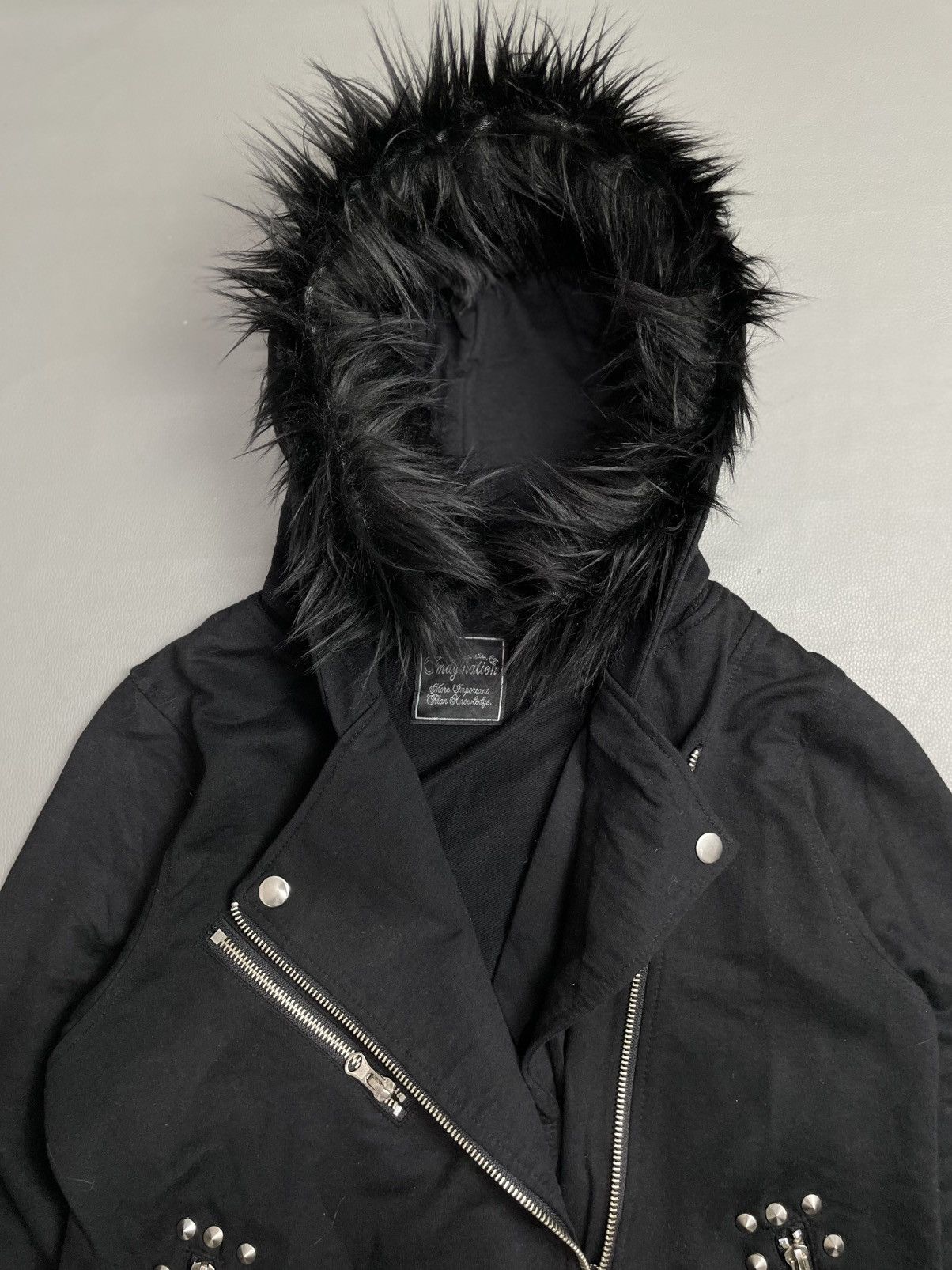 Japanese Brand Studded Rock Zip Fur Hoodie Size US M / EU 48-50 / 2 - 2 Thumbnail