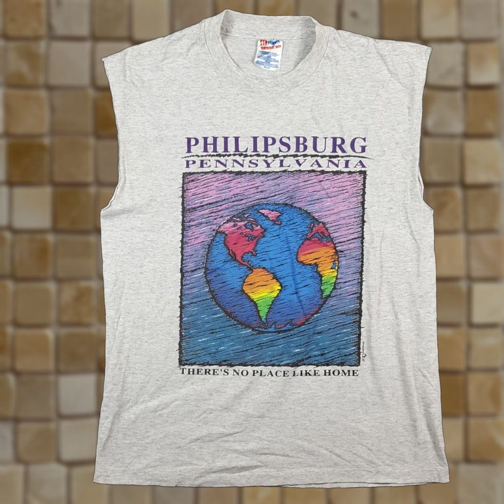 Hanes VINTAGE Hanes Men's T-Shirt Tank Sleeveless 90s Art Nature Outdoor Earth Planets Gray L Size US L / EU 52-54 / 3 - 1 Thumbnail