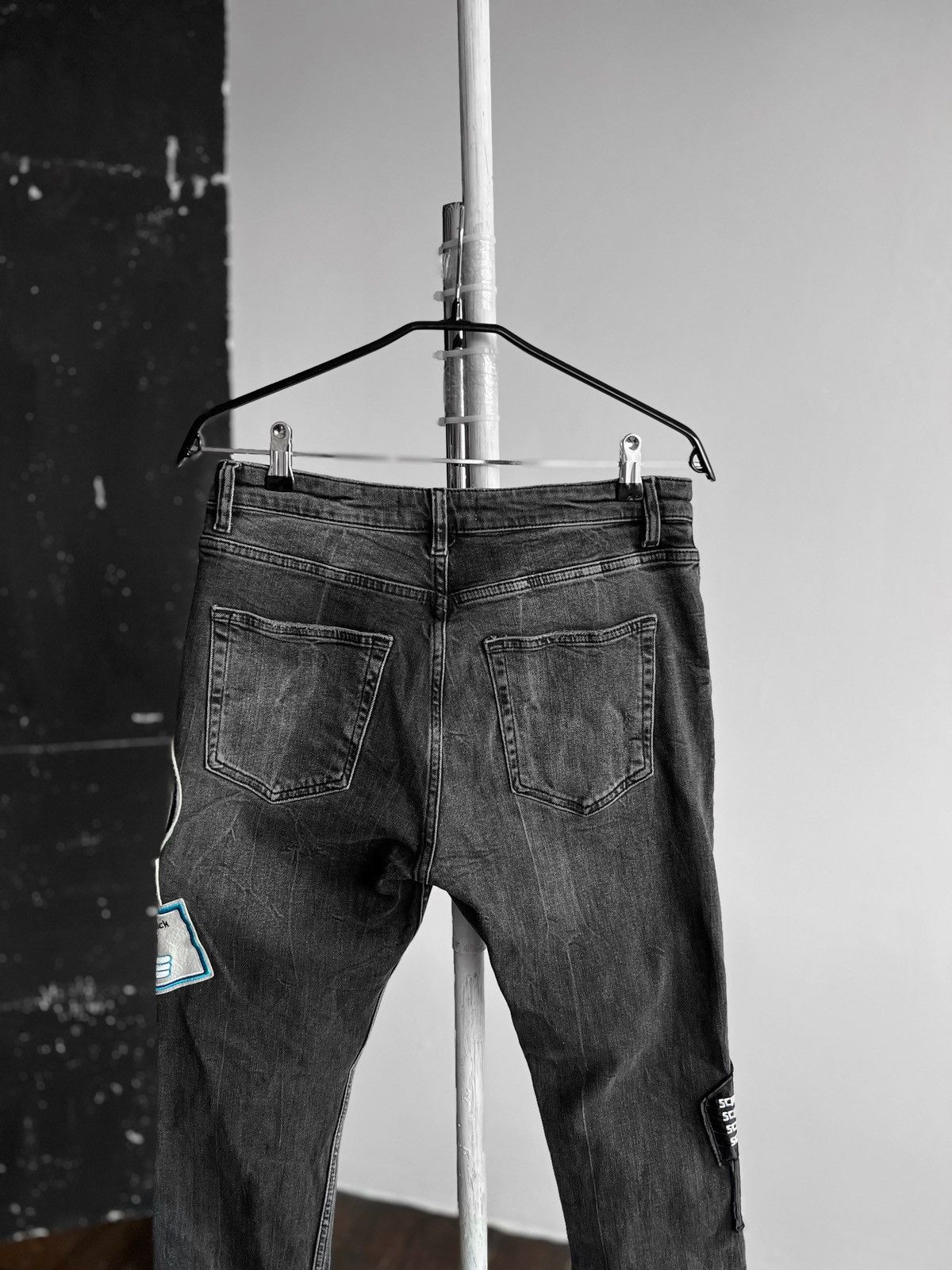 Designer × Zara Zara Man “Regret Nothing” Gray Denim Straight Jeans Zipper Size US 32 / EU 48 - 4 Thumbnail
