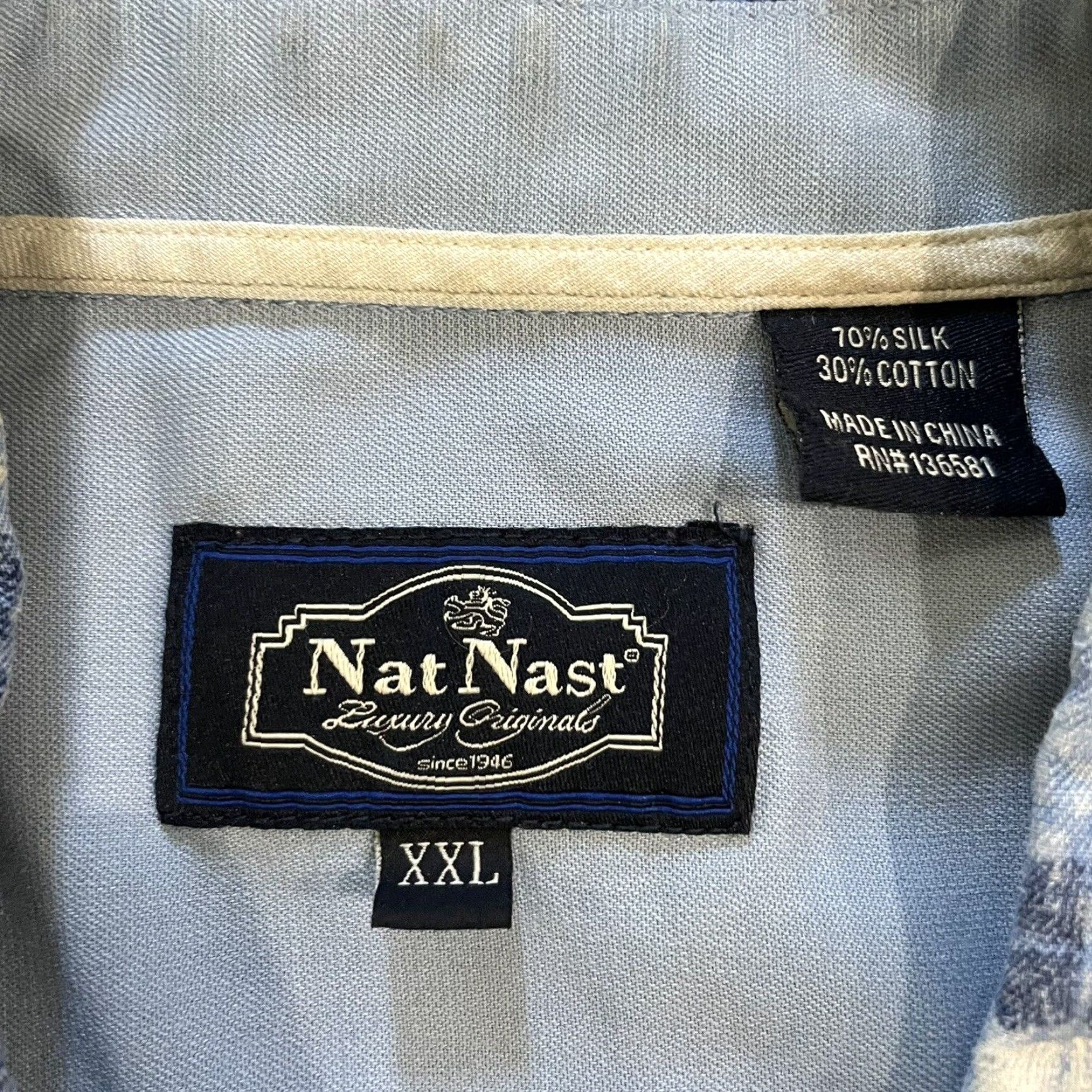 Nat Nast VINTAGE Nat Nast luxury originals silk blend blue button-down Hawaiian shirt Mens XXL Size US XXL / EU 58 / 5 - 4 Thumbnail