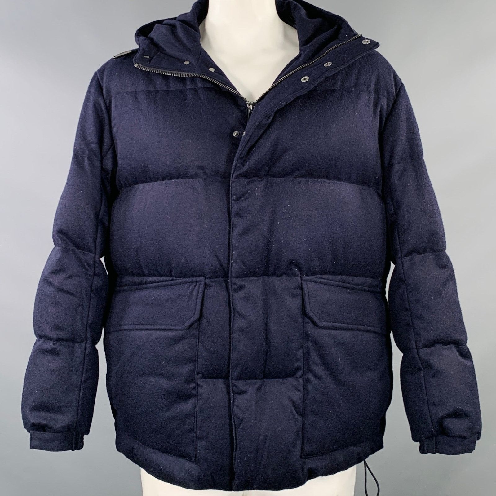 Emporio Armani EMPORIO ARMANI Size 44 Navy Wool Cashmere Padded Coat Size US XL / EU 56 / 4 - 1 Thumbnail