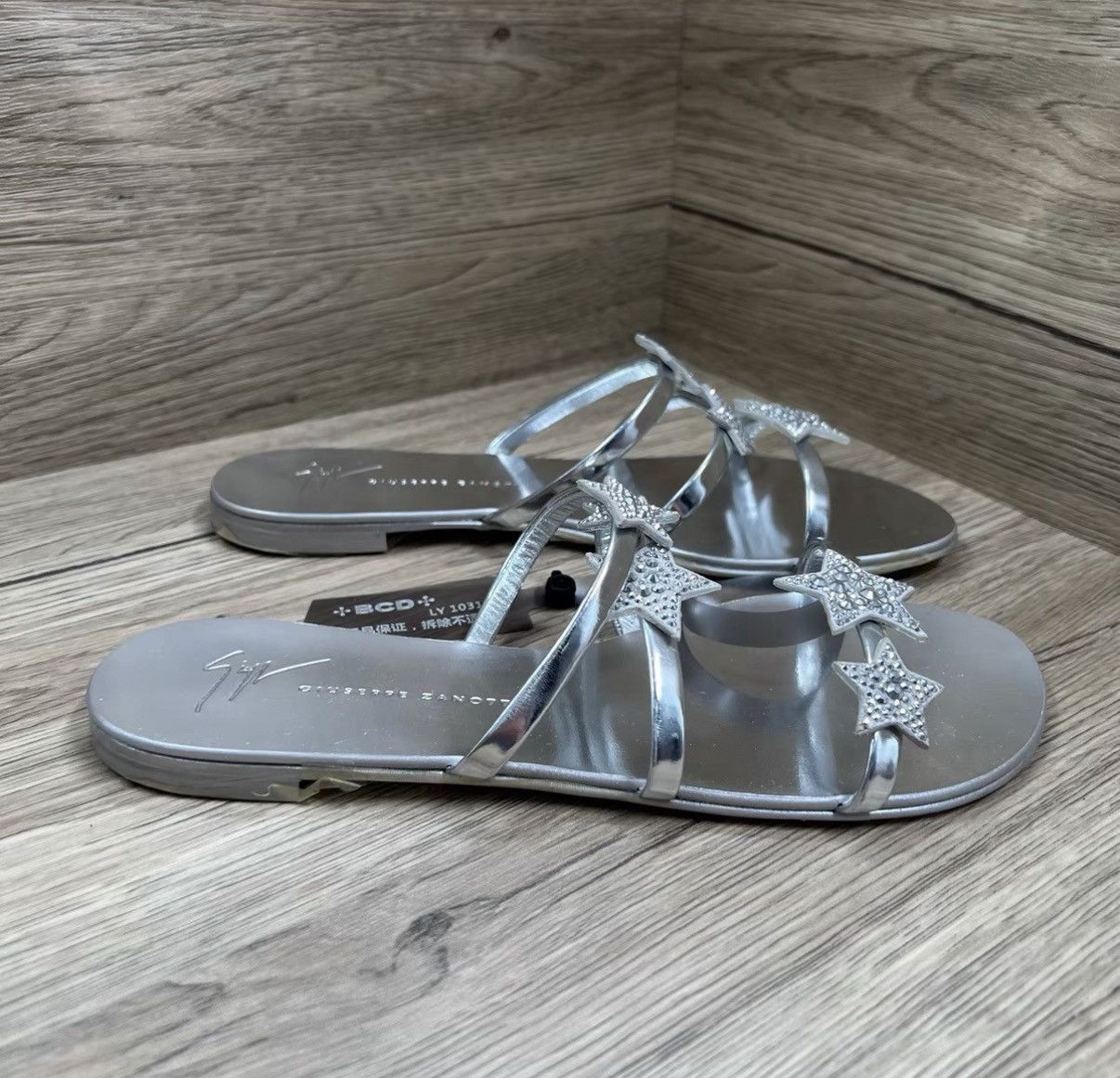 Giuseppe Zanotti Giuseppe Zanotti GZ Silver Rhinestone Star Mule Slides J41 Size US 7.5 / IT 37.5 - 4 Thumbnail
