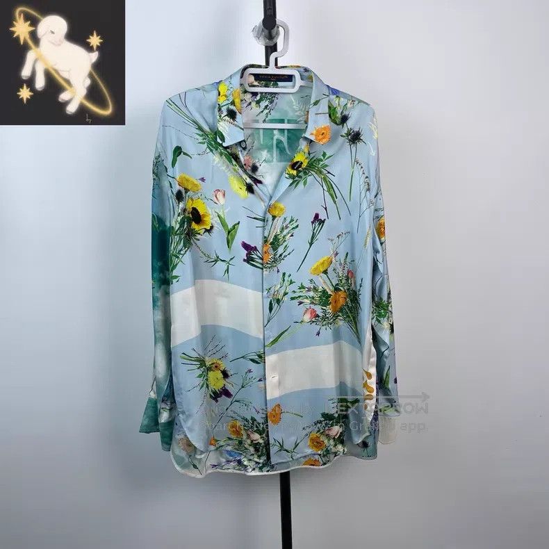 Louis Vuitton Louis Vuitton Aqua blue floral-print silk shirt Size US L / EU 52-54 / 3 - 1 Thumbnail