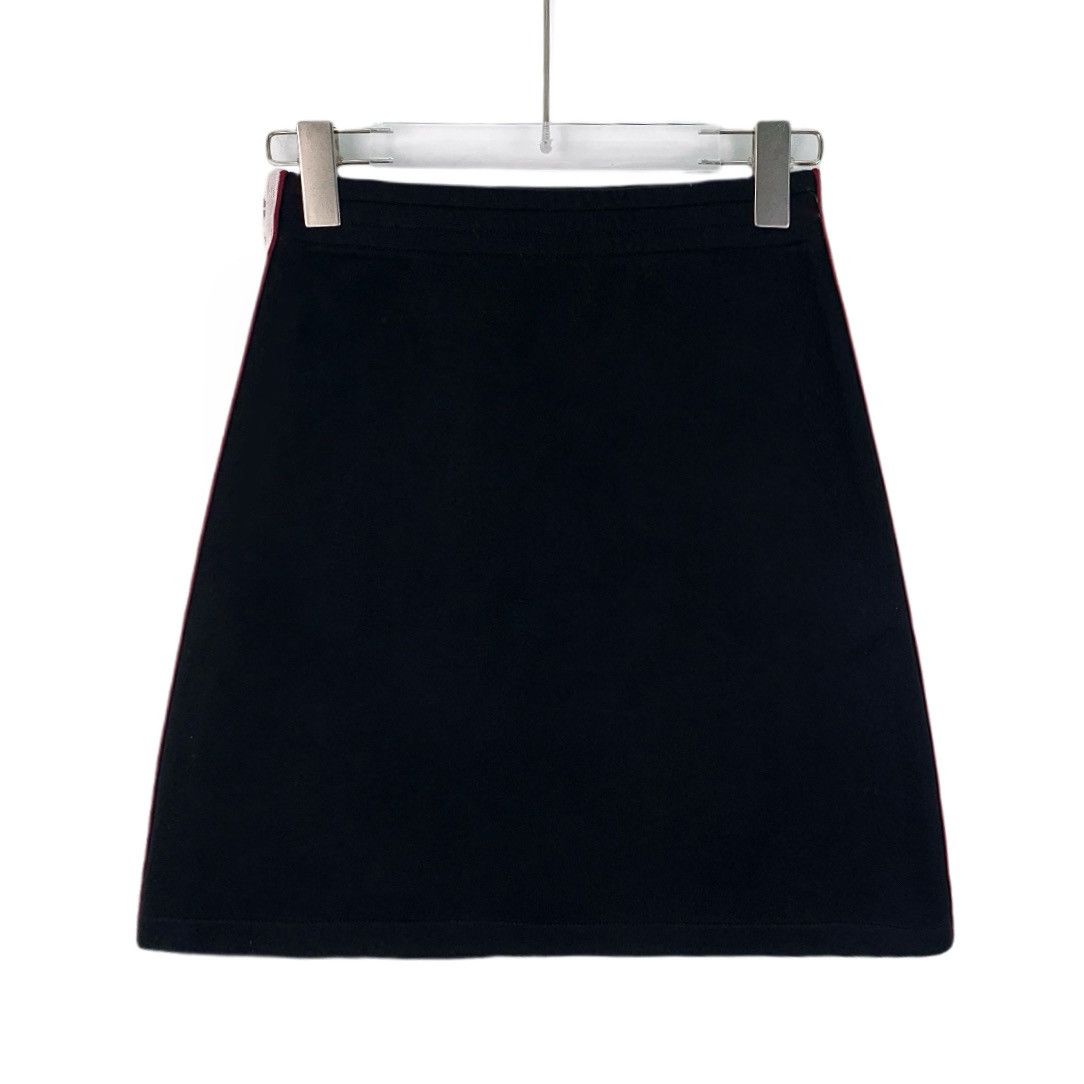 Miu Miu Miu Miu Black Side Stripe Letter Inlay Casual Skirt K26WX Size 26" / US 2 / IT 38 - 2 Thumbnail