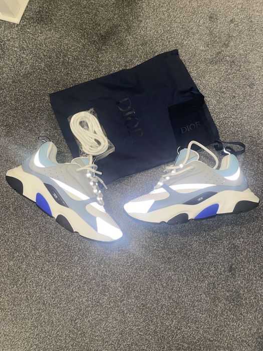 Dior B22 Sneaker White and Blue Technical Mesh and Gray Calfskin | Grailed