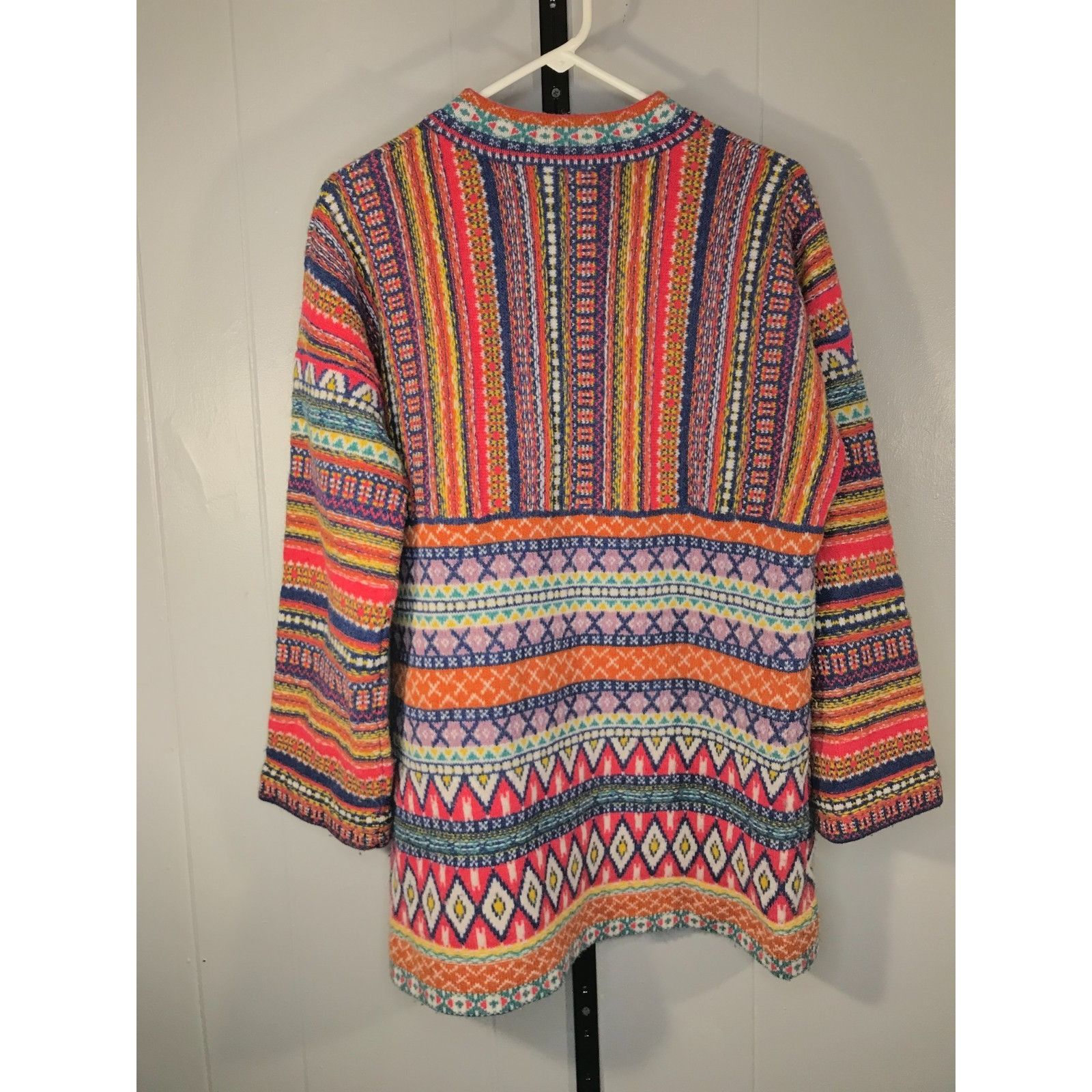 Anthropologie Anthropologie Moth Livia Intarsia Fair Isle 100% Wool Cardig Size S / US 4 / IT 40 - 2 Thumbnail