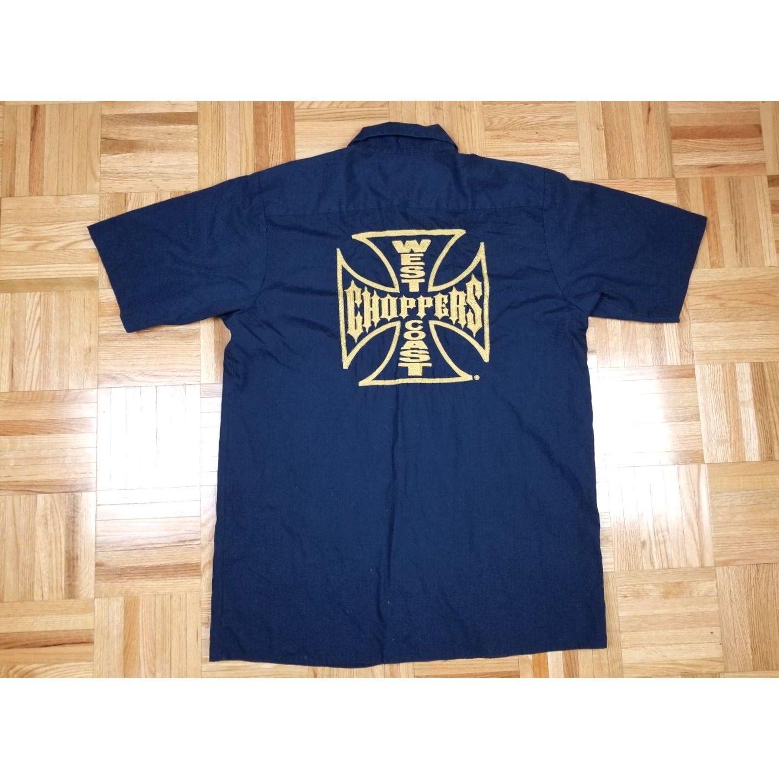 Vintage VINTAGE West Coast Choppers Motorcycle Jesse James Navy Work Wear Shirt L Navy Blue Cotton T-Shirt Mens Brazil? Size US L / EU 52-54 / 3 - 5 Thumbnail