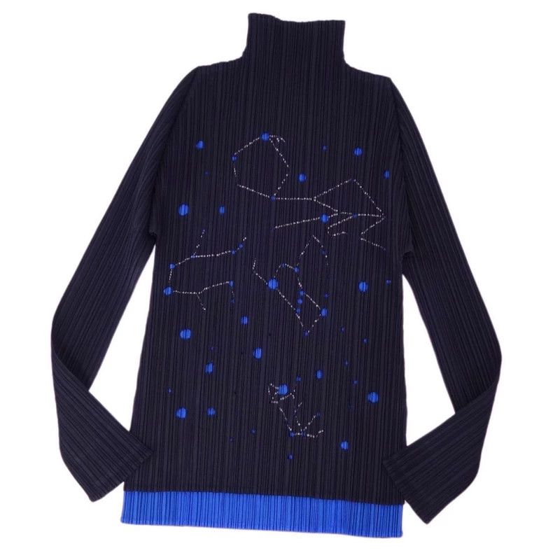 Issey Miyake Issey Miyake Blue constellation pleated long-sleeved shirt Size L / US 10 / IT 46 - 1 Thumbnail