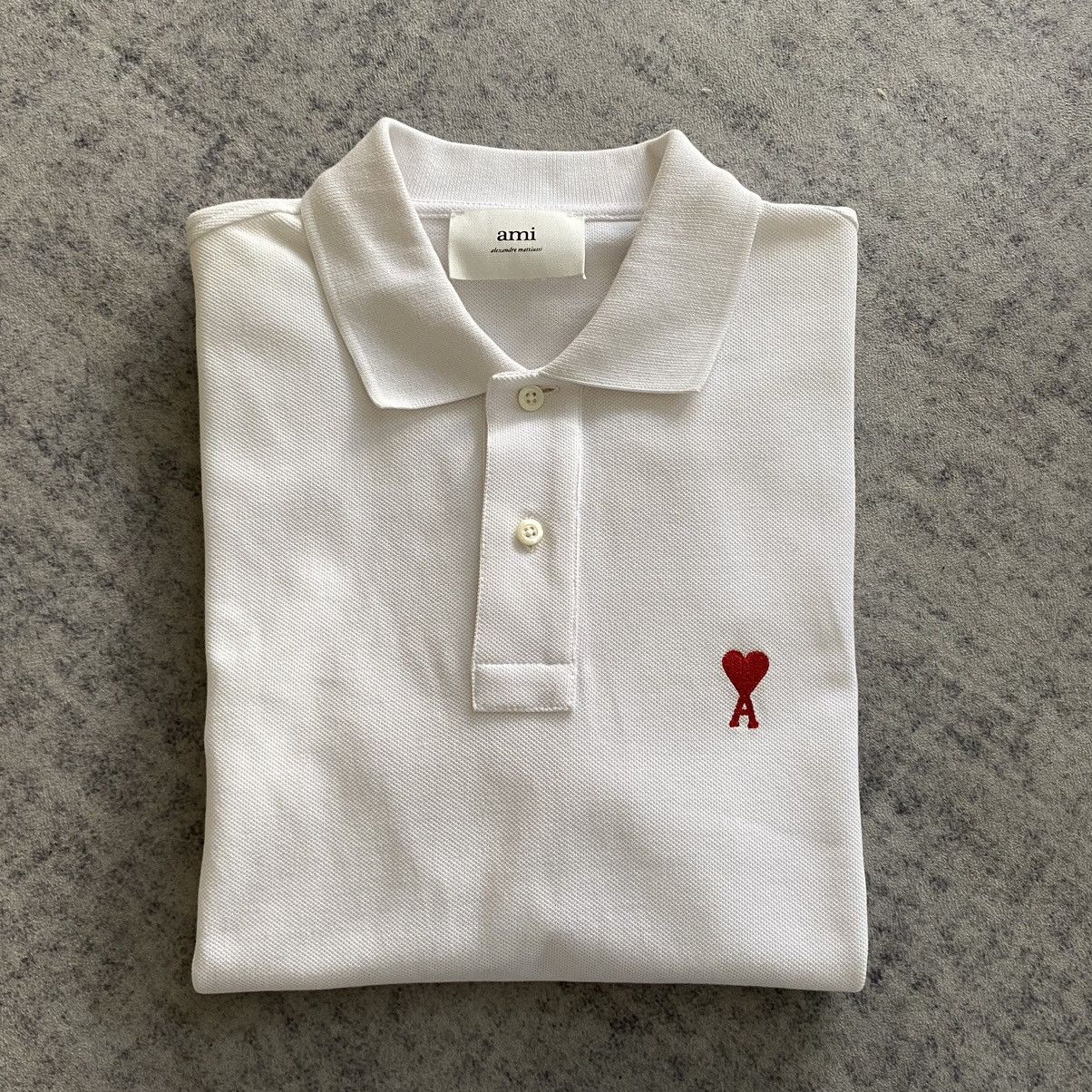 AMI AMI PARIS 'Ami de coeur' Polo Shirt WHITE Size M / US 6-8 / IT 42-44 - 8 Thumbnail