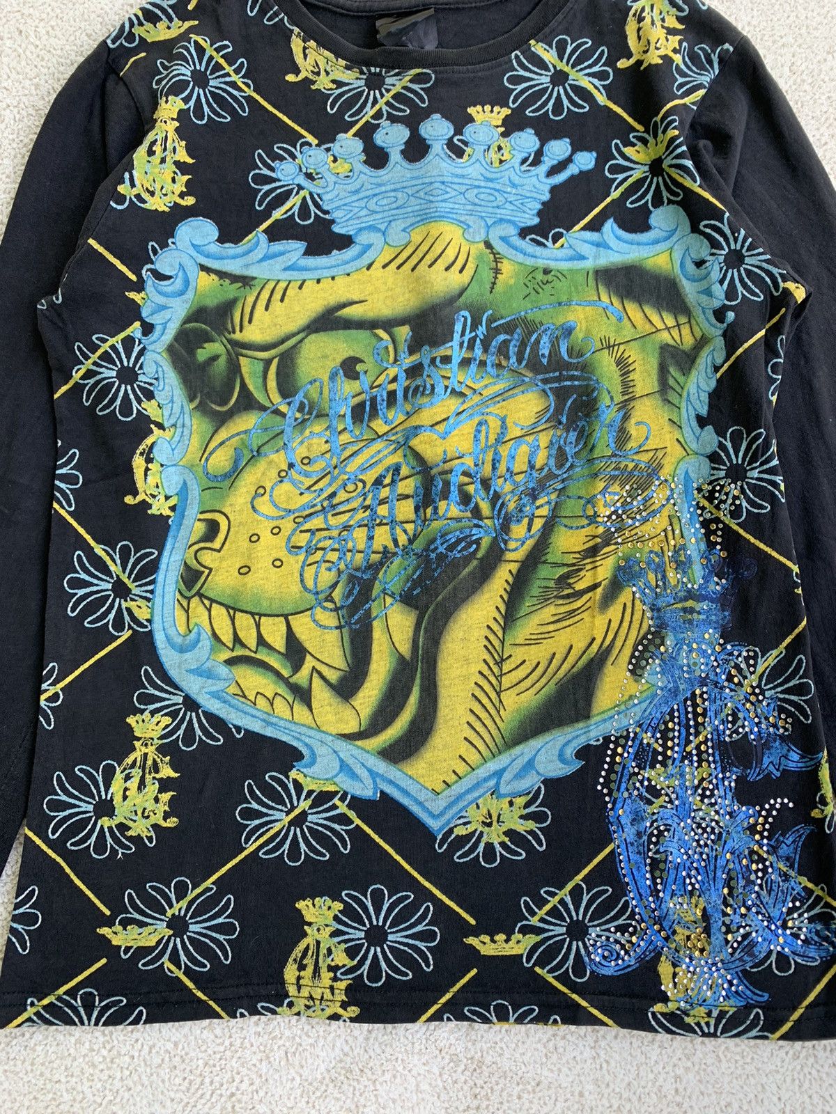 Christian Audigier × Ed Hardy × Vintage Vtg Christian audiger full print long sleeve t shirt Size US M / EU 48-50 / 2 - 5 Thumbnail