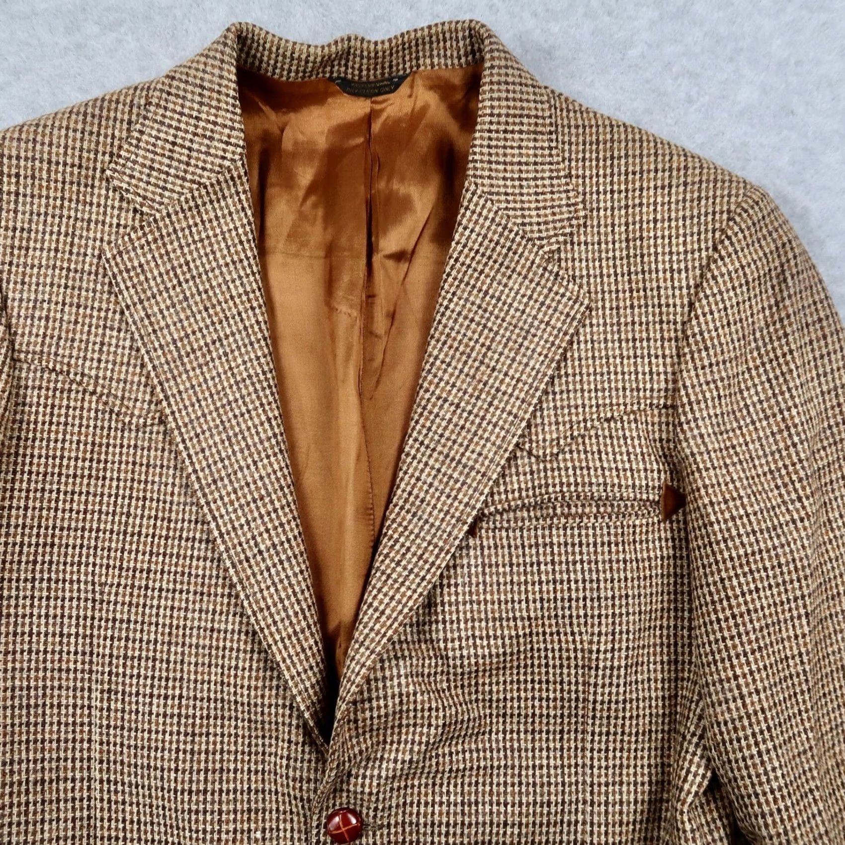 Levi's VINTAGE 70s Levis Mens Brown Houndstooth Sport Coat Blazer 40R Size 40R - 3 Thumbnail