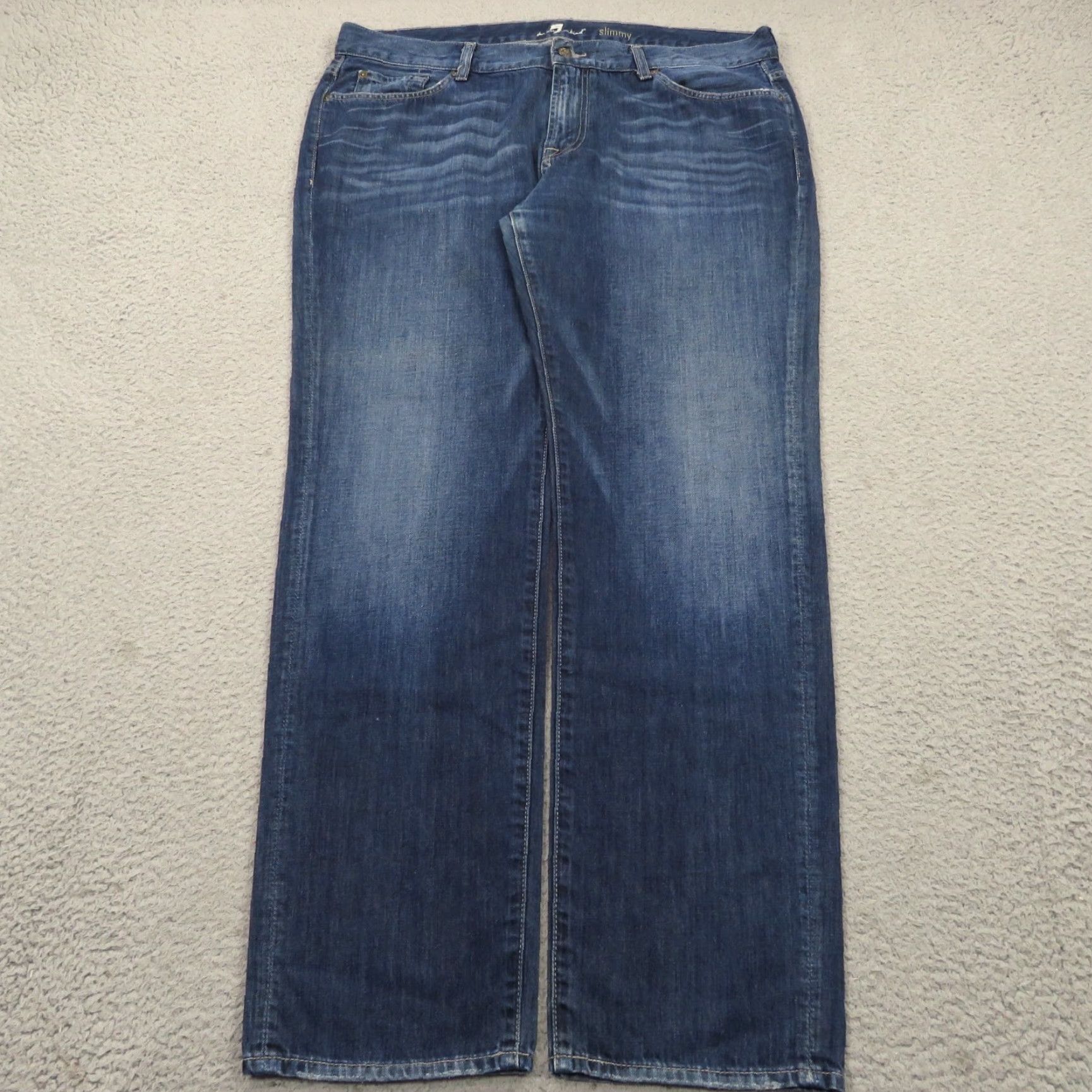 7 For All Mankind 7 For All Mankind Jeans Mens Slim 40x34 Dark Wash 100% Cotton Denim 5-Pocket Style Straight Size US 40 / EU 56 - 4 Thumbnail