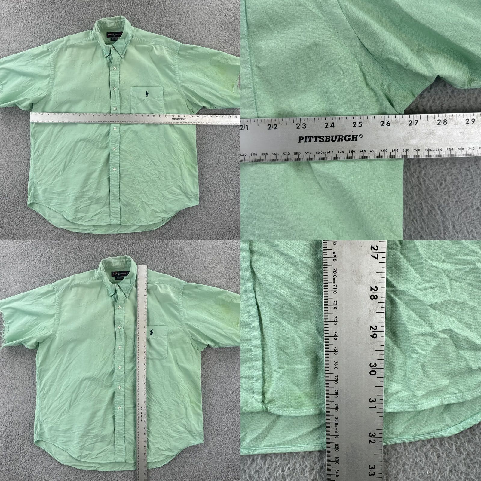 Ralph Lauren VINTAGE Ralph Lauren Mens L Button-Up Shirt Short Sleeve Green Preppy Thrasher Over Dyed Embroidered Cotton Knit Modern Casual Mens Size US L / EU 52-54 / 3 - 9 Thumbnail