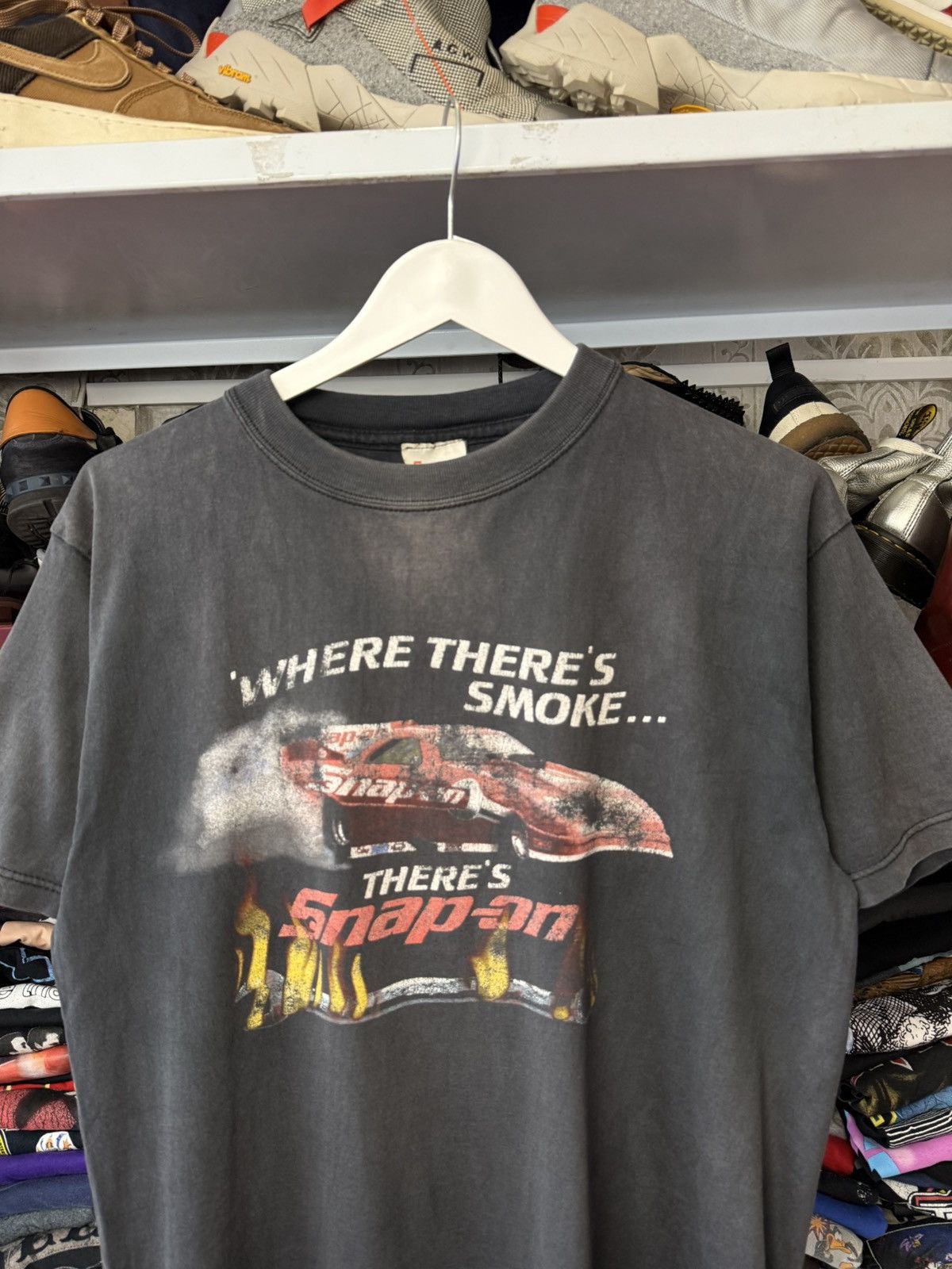Vintage Rare Vintage SNAP ON T-Shirt Where There’s Smoke Size US L / EU 52-54 / 3 - 3 Thumbnail