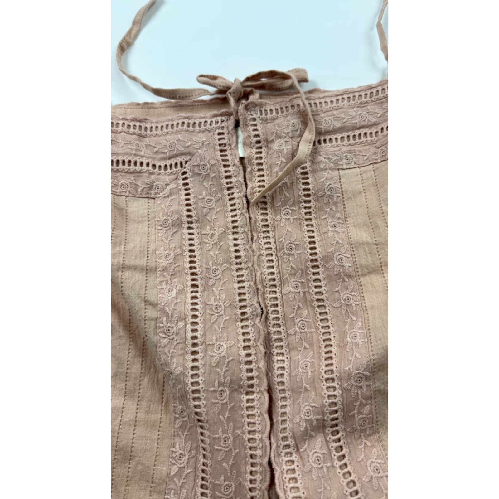Vintage Capulet Tank Top Womens XS Peach Lace Eyelet Embroidered Camisole ST573-PCH Size XS / US 0-2 / IT 36-38 - 4 Thumbnail