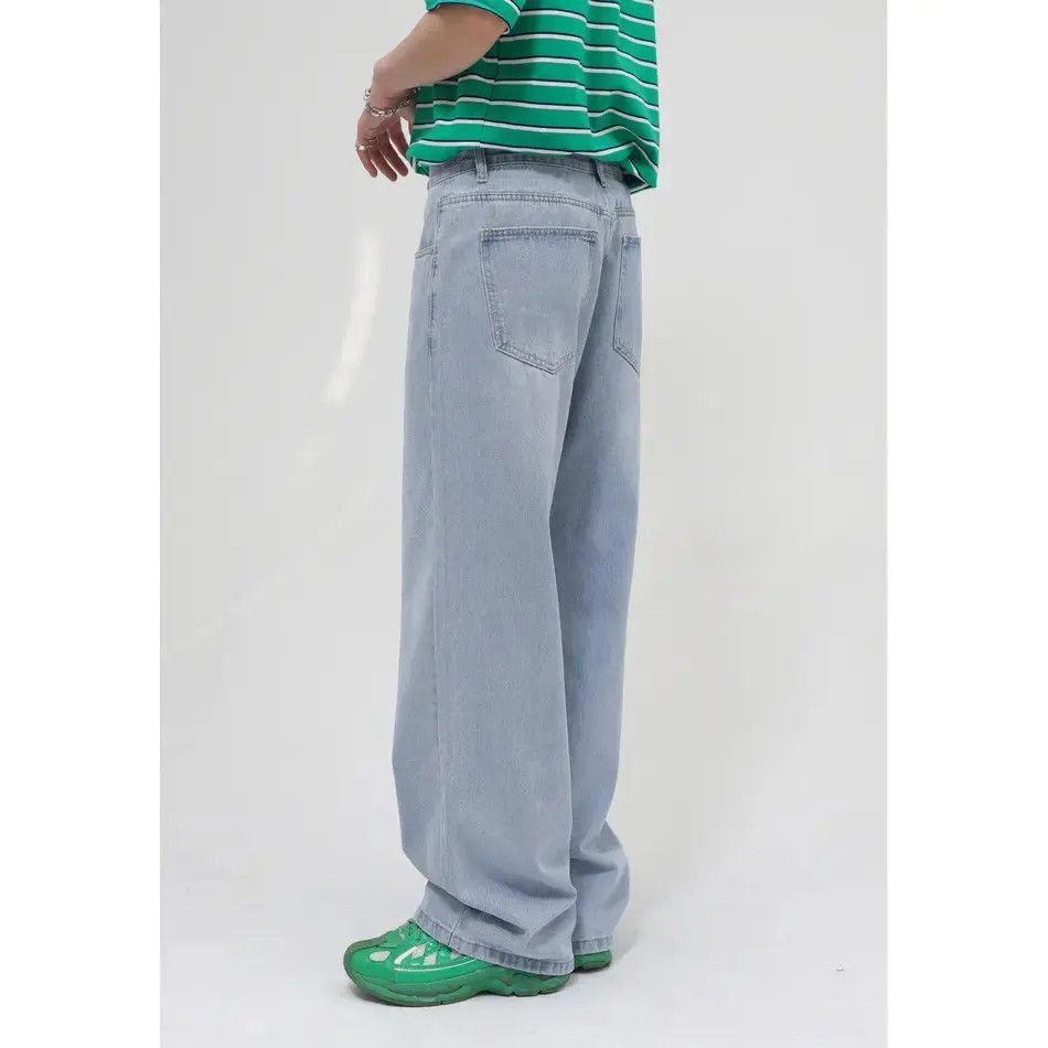 Japanese Brand Retro loose straight leg light blue jeans Size US 32 / EU 48 - 4 Thumbnail