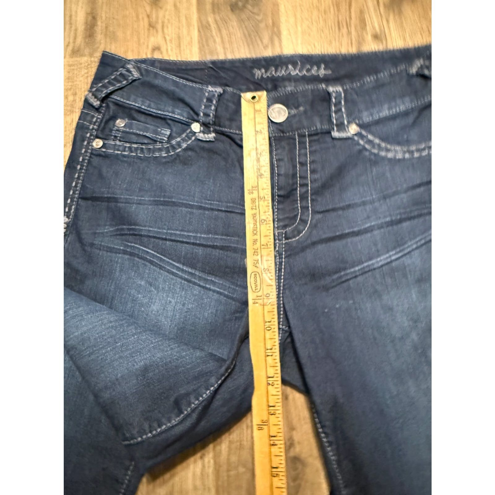 Vintage Maurices Jeans Women's 14 Short Blue Denim Straight Leg Dark Wash, 5-Pocket Size 36" / US 14 / IT 50 - 7 Thumbnail