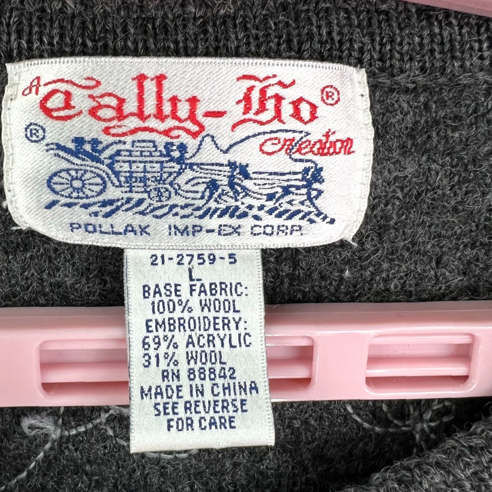 Vintage VINTAGE Tally Ho Cardigan Wool Sweater Womens L Gray Floral Tight Knit Size L / US 10 / IT 46 - 5 Thumbnail