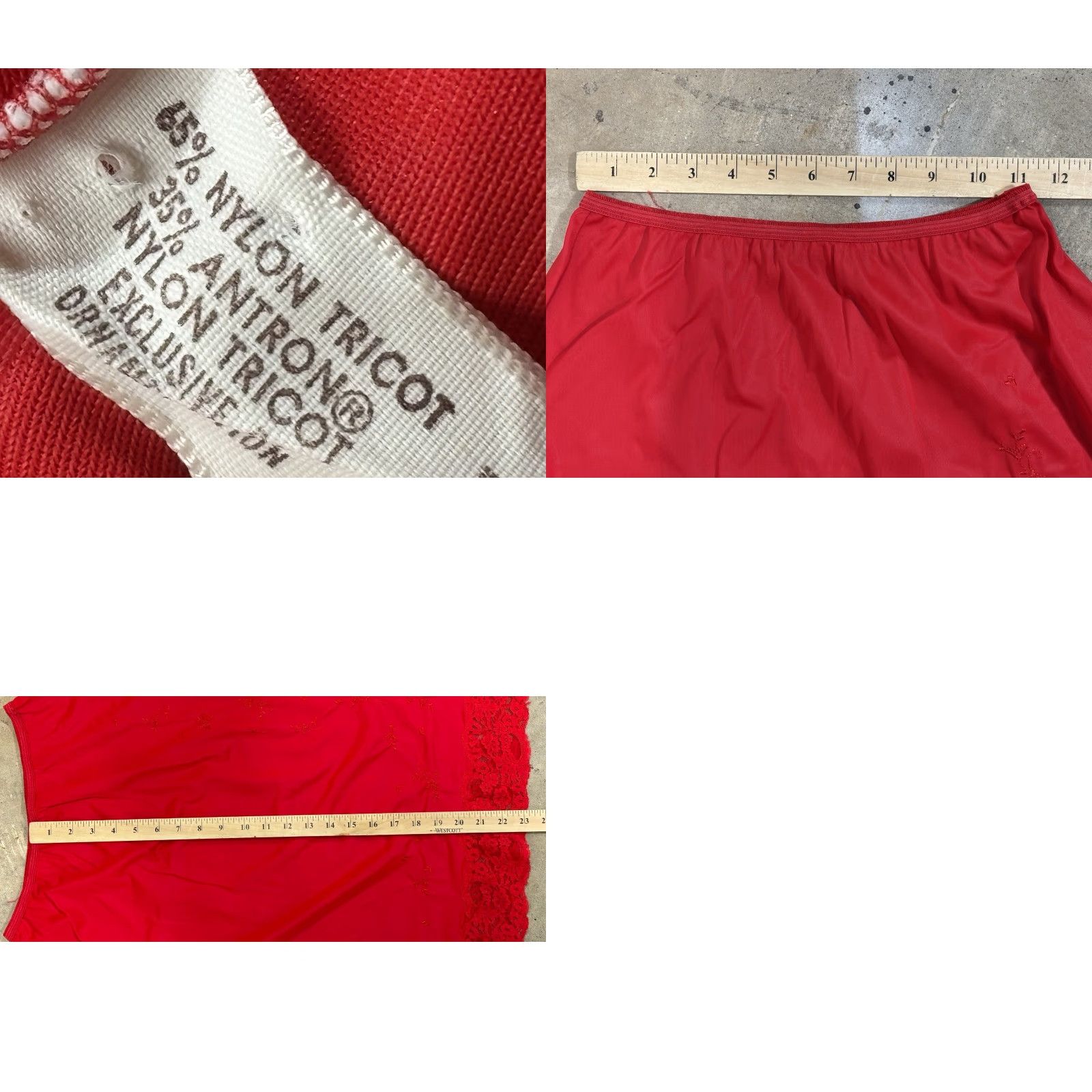 Vintage VINTAGE Vassarette Half Slip Skirt M Red Lace Trim Embroidered Flowers Nylon Y2K Size 32" / US 10 / IT 46 - 8 Thumbnail