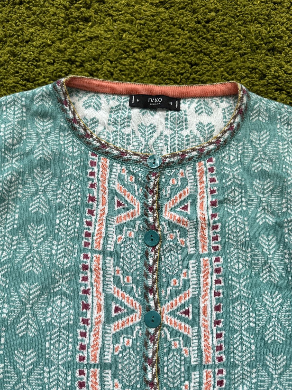 Designer Ivko jacquard ethnic cardigan sweater Size M / US 6-8 / IT 42-44 - 2 Thumbnail