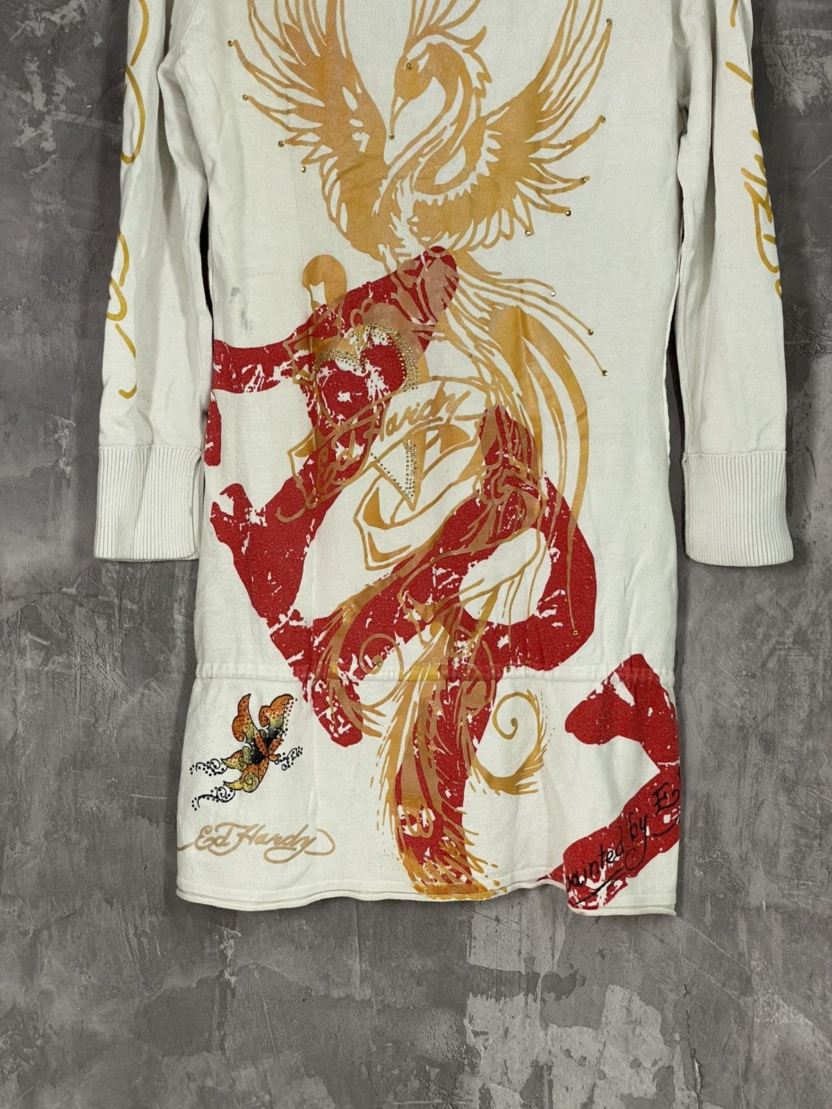 Christian Audigier × Designer × Ed Hardy Ed Hardy Women's Sweater Hoodie Dress y2k 2000s Size M / US 6-8 / IT 42-44 - 11 Thumbnail