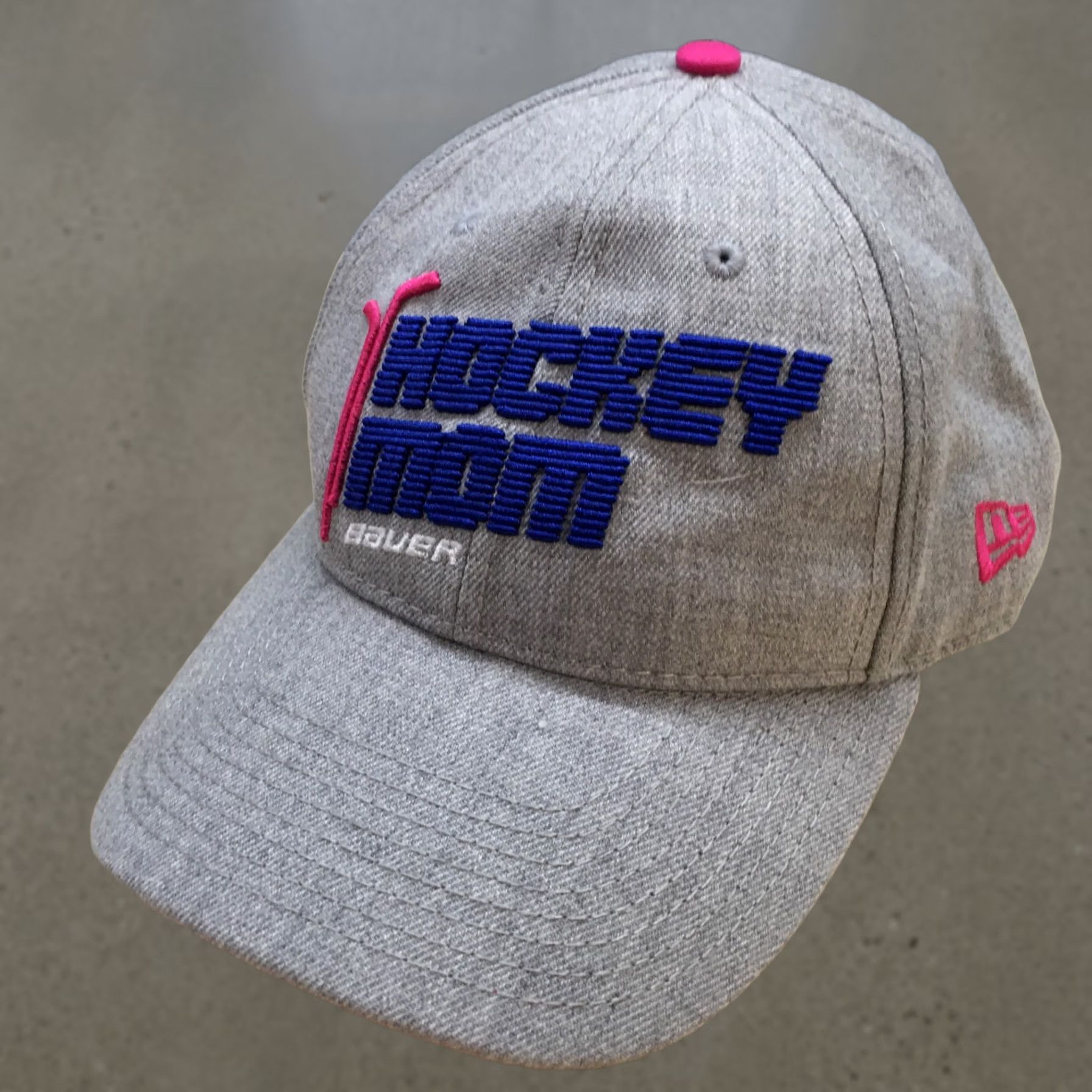 Vintage Bauer Hockey Mom Baseball Cap Hat Womens Gray Pink One Size New Era Curved Brim Size ONE SIZE - 1 Thumbnail