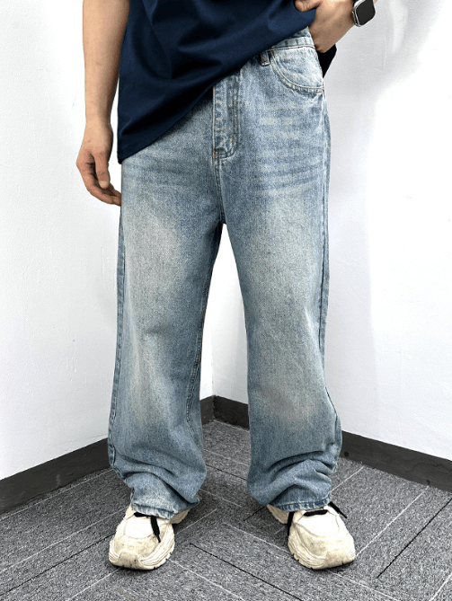Japanese Brand × Jean Retro distressed straight loose trendy washed simple jeans Size US 32 / EU 48 - 1 Thumbnail