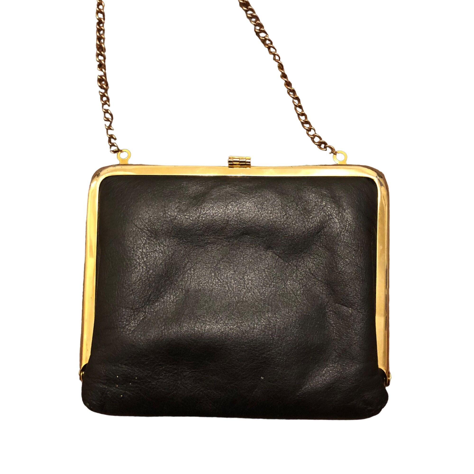 Vintage Vintage Solid Black Gold Hardware Crossbody Clutch Size ONE SIZE - 3 Thumbnail
