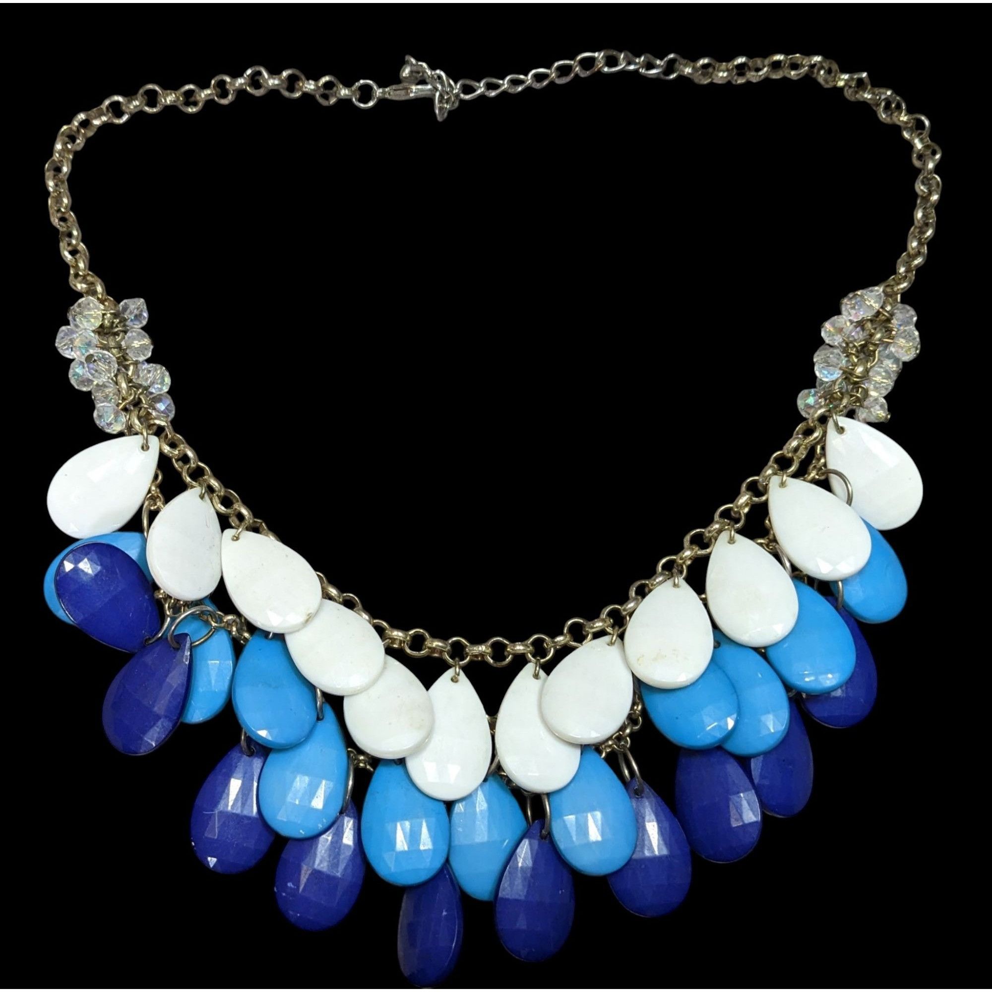 Other Layered Teardrop Statement Necklace In White Light Blue & Da Size ONE SIZE - 1 Thumbnail