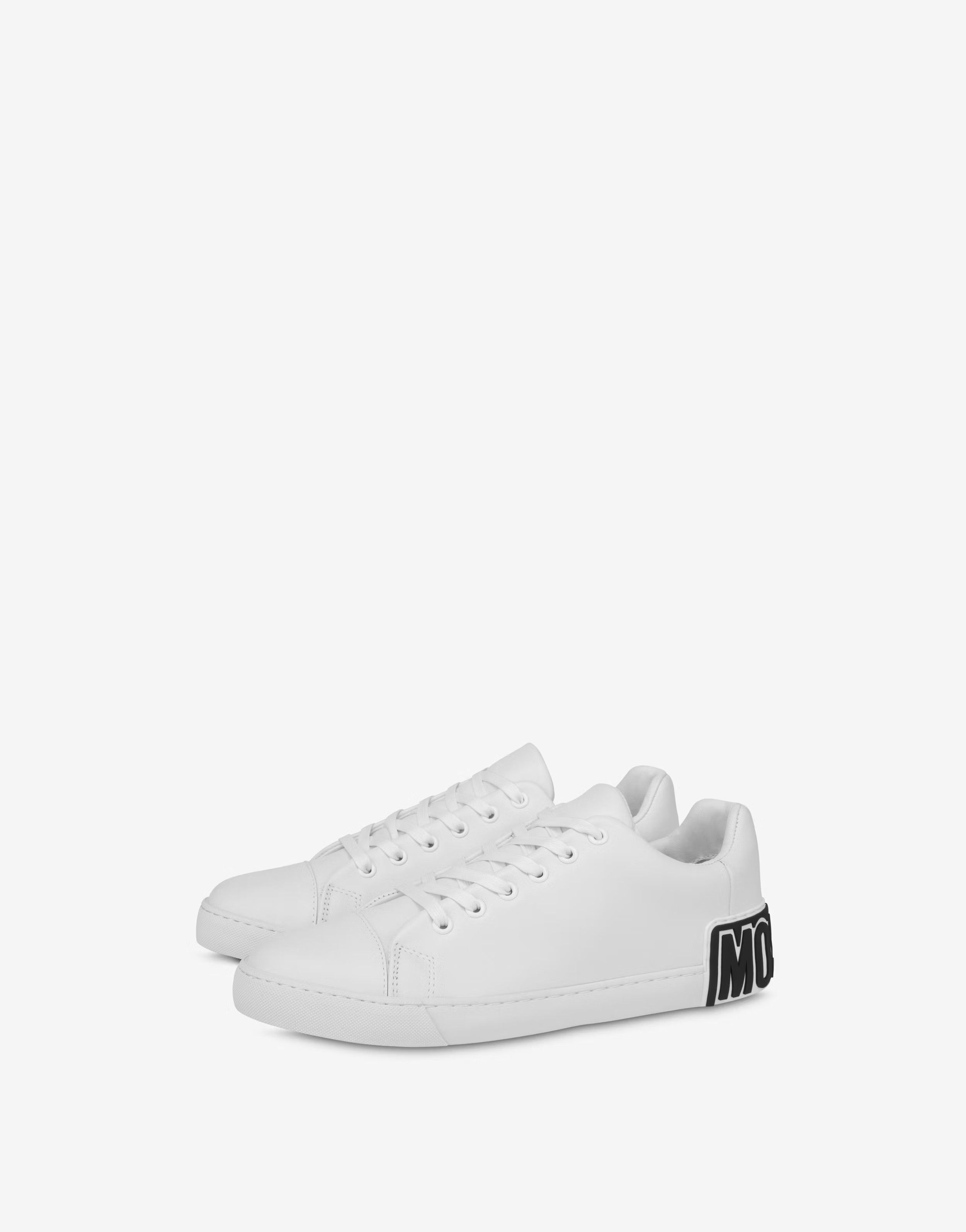 Moschino o1s22i1n0824 Leather Low-Top Sneakers in White Size US 10 / IT 40 - 1 Thumbnail